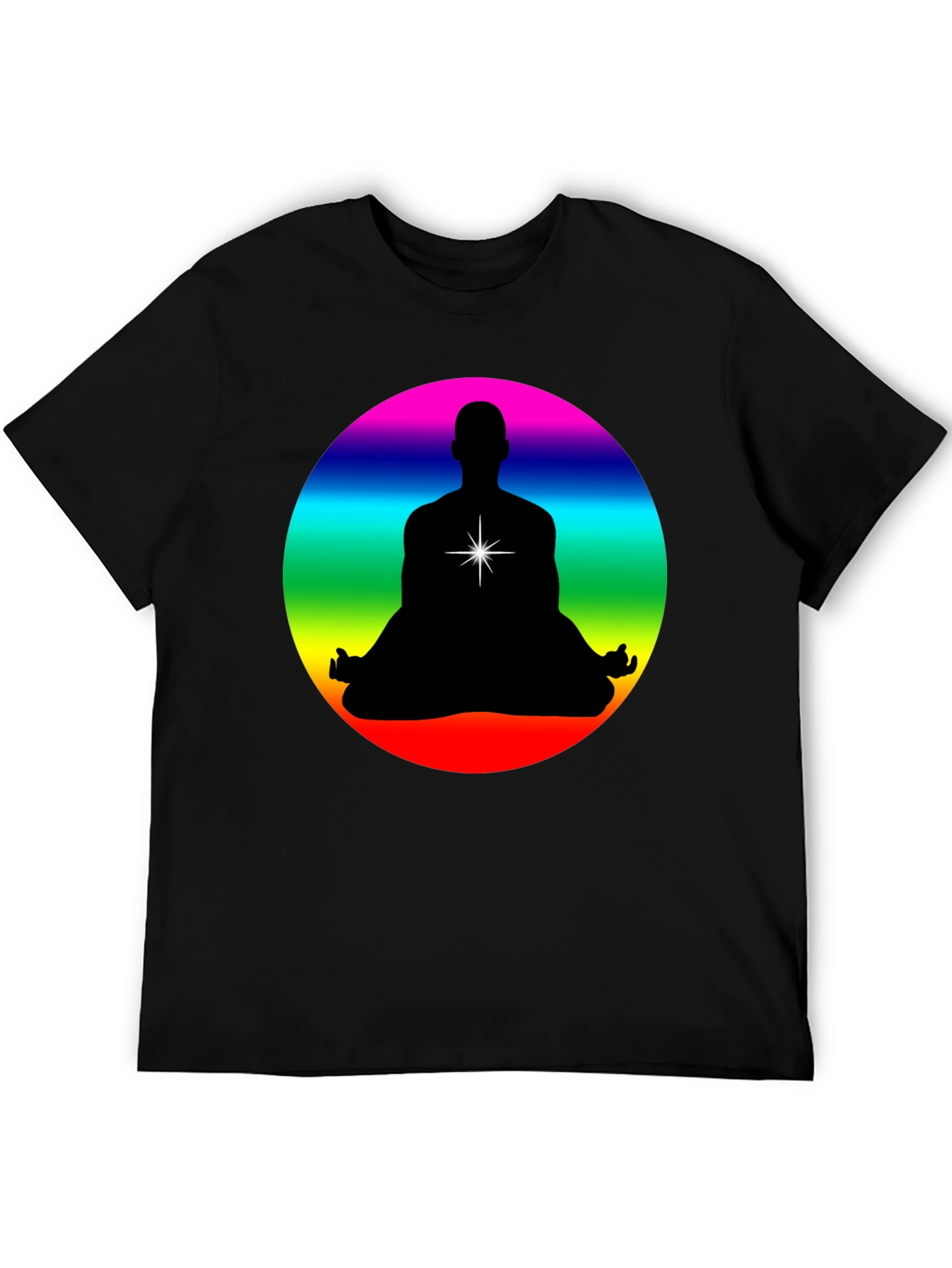 Rainbow Chakra Meditation Black T-Shirt