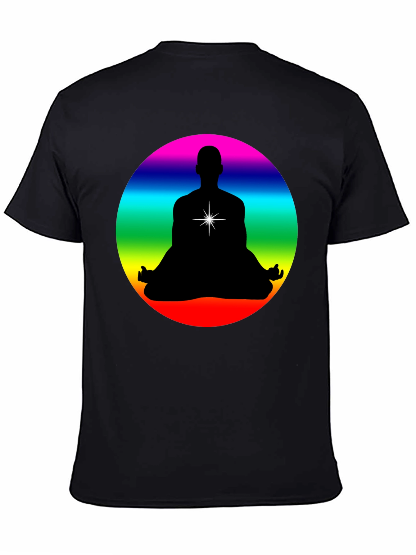 Rainbow Chakra Meditation Black T-Shirt