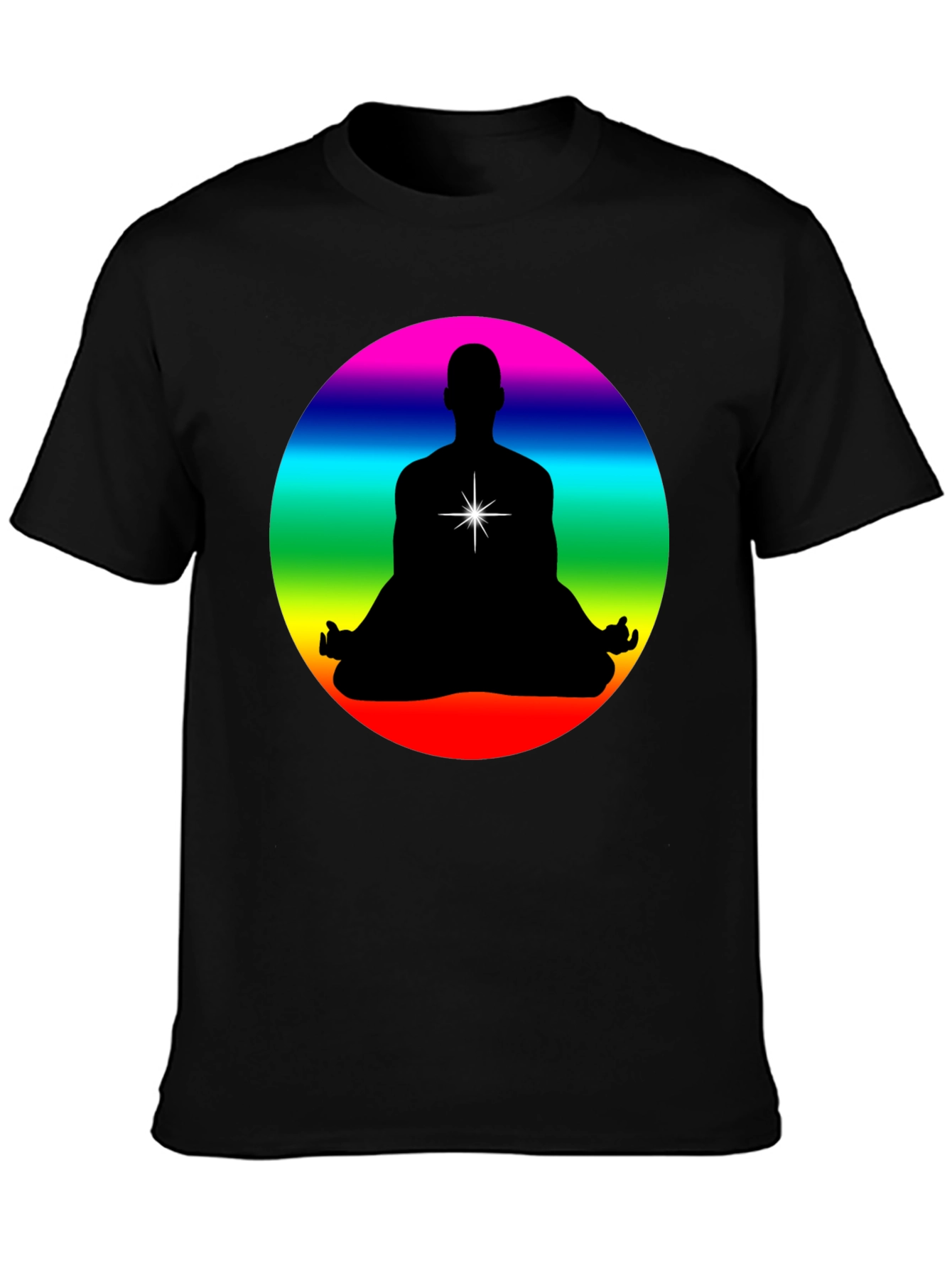 Rainbow Chakra Meditation Black T-Shirt