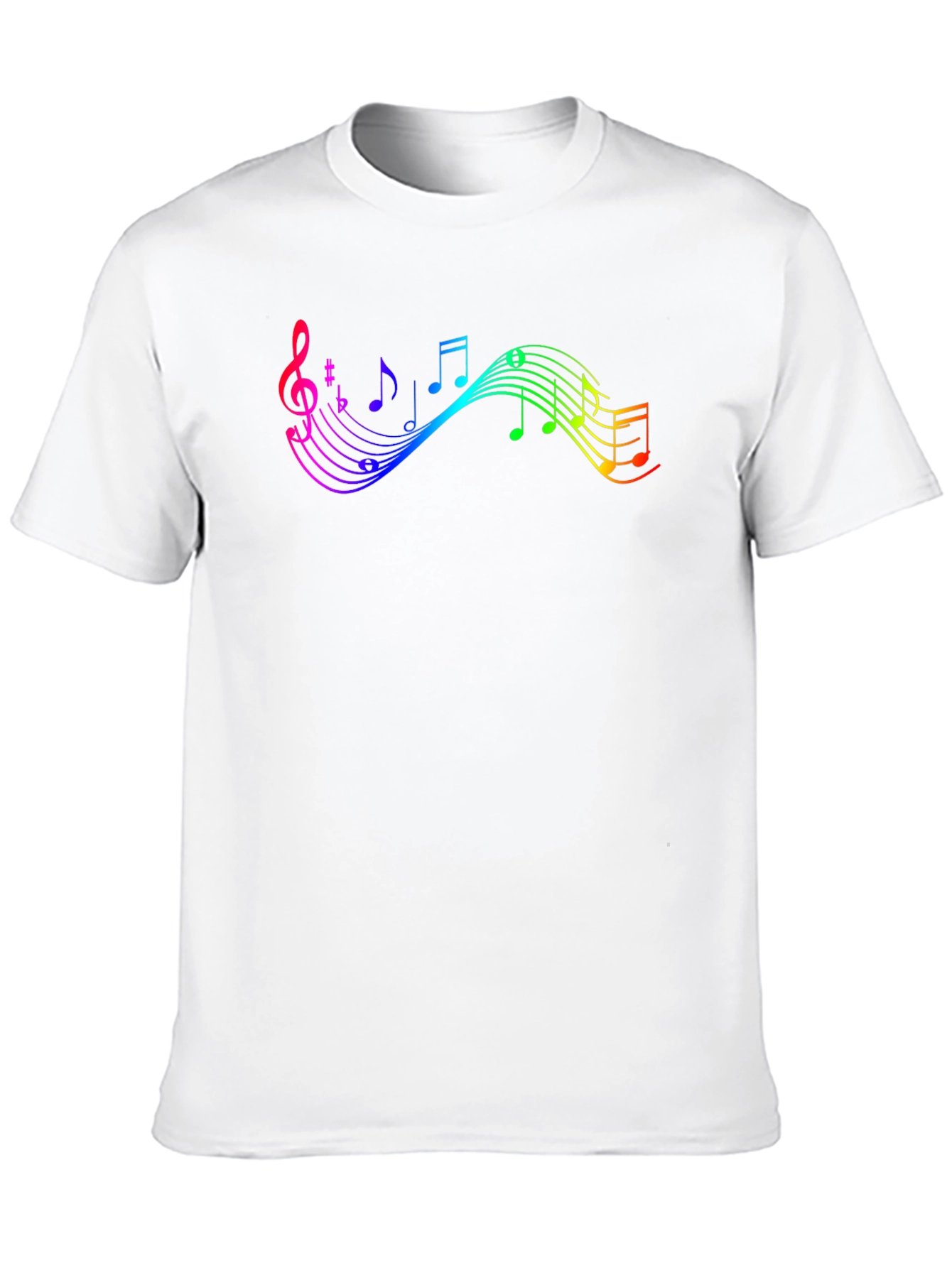 Rainbow Music Note Graphic Black T-Shirt
