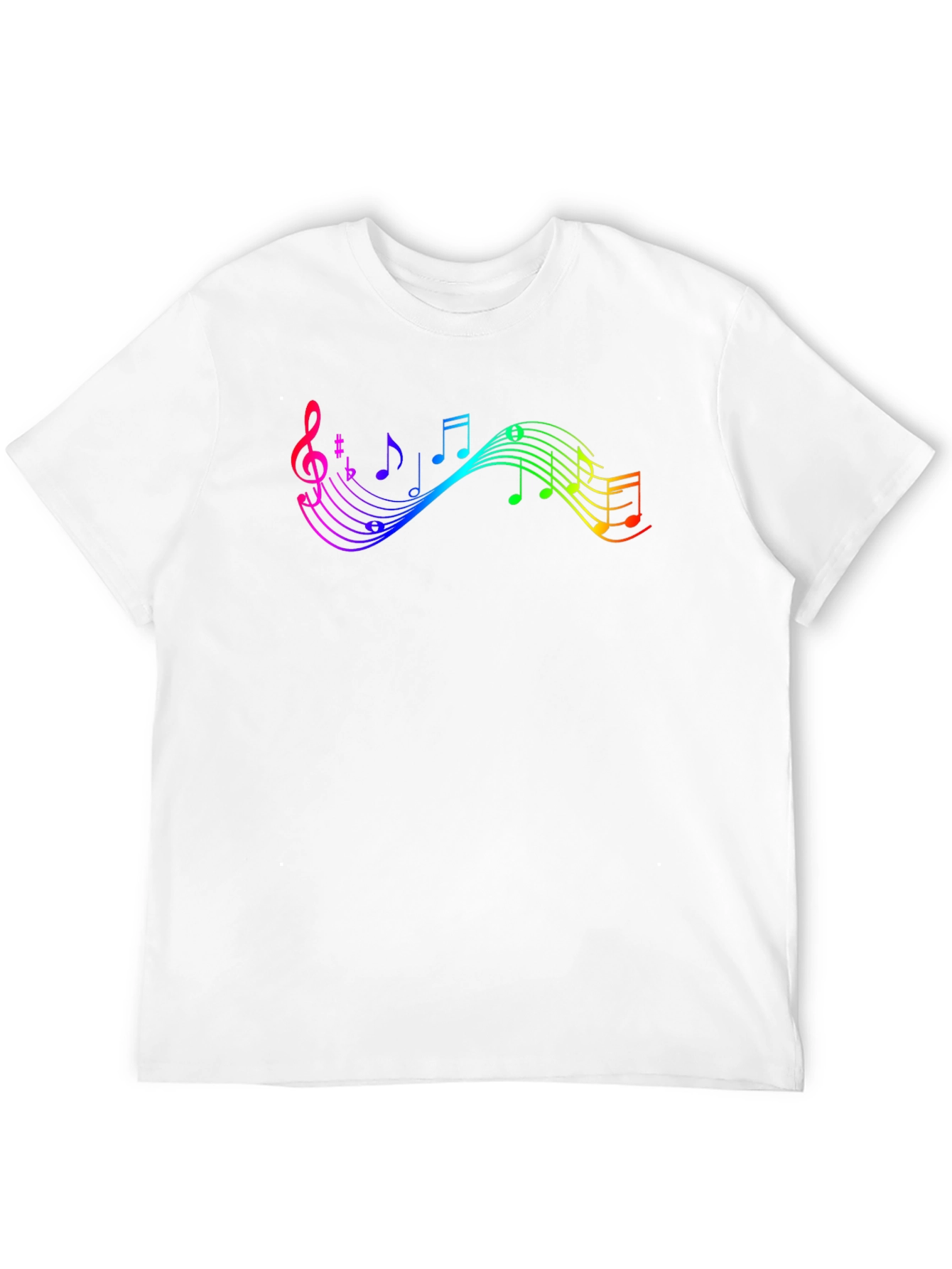 Rainbow Music Note Graphic Black T-Shirt