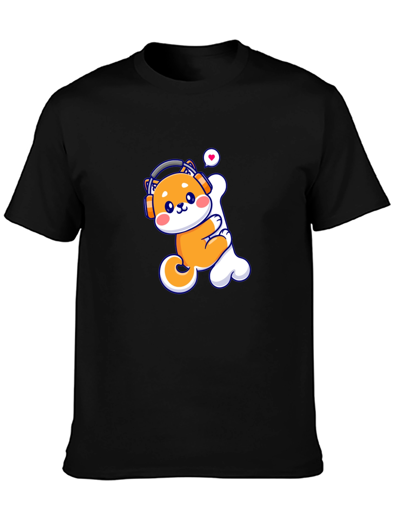 Cute Shiba Inu Dog Bone Headphones T-Shirt