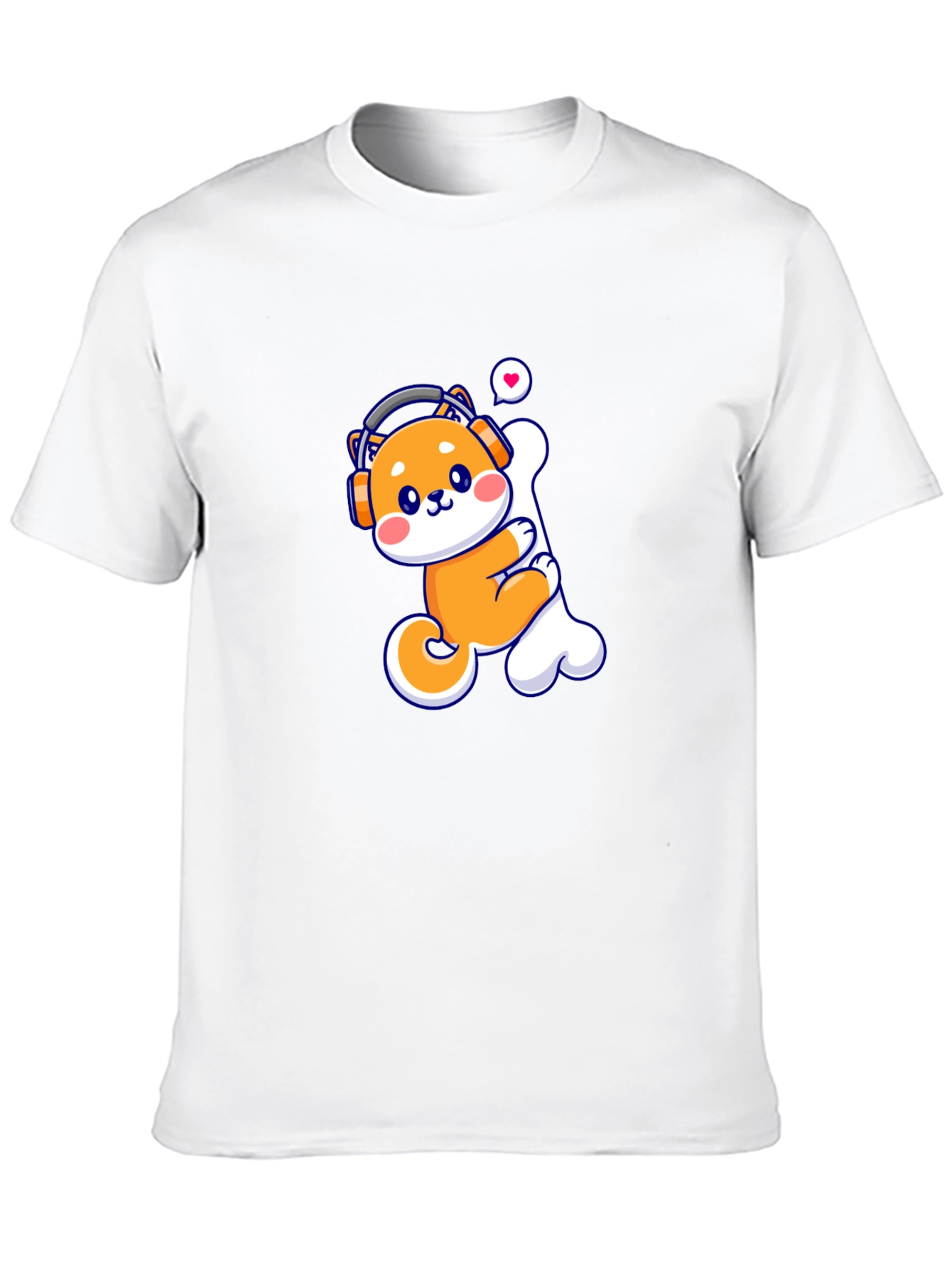 Cute Shiba Inu Dog Bone Headphones T-Shirt