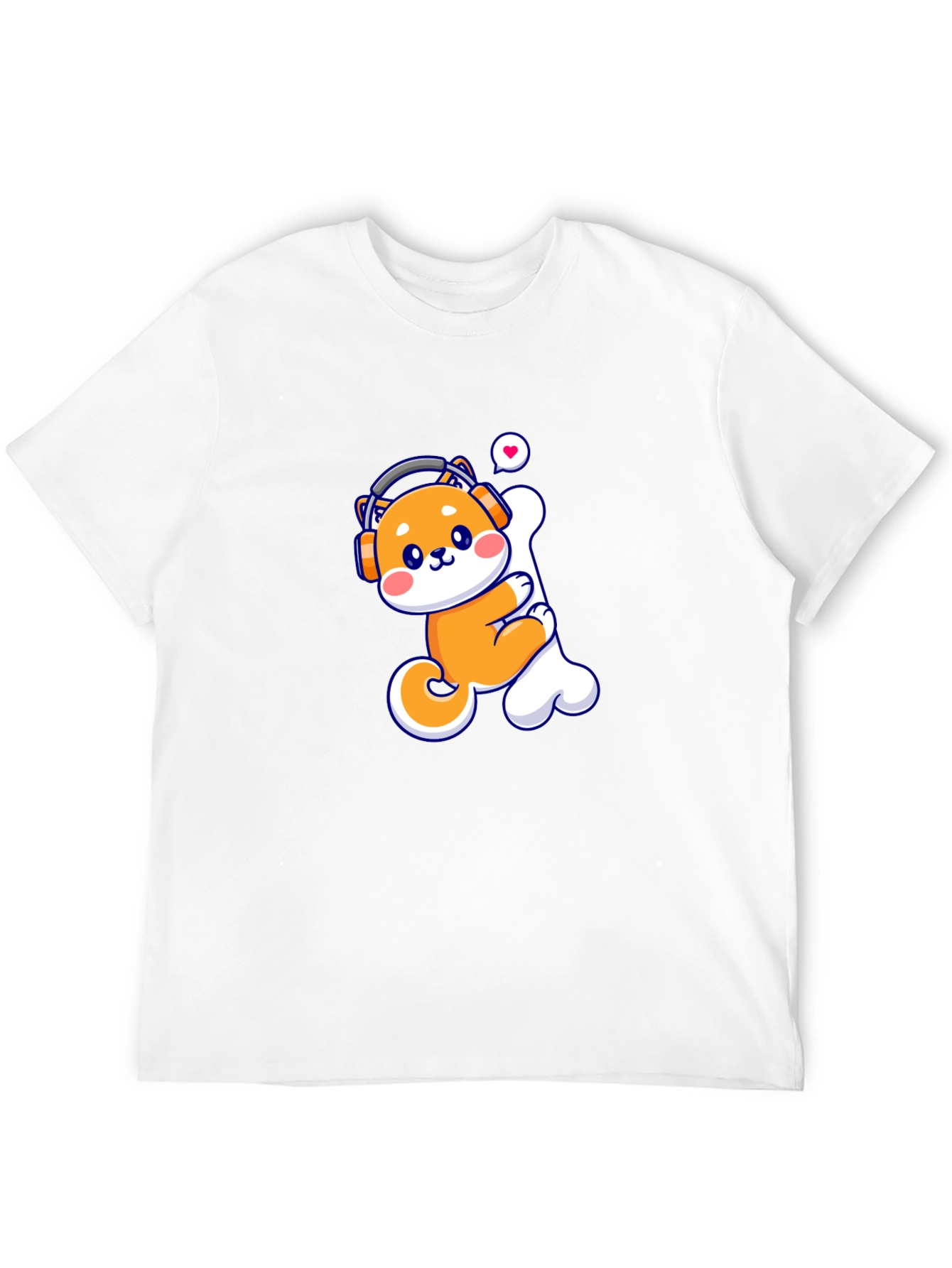 Cute Shiba Inu Dog Bone Headphones T-Shirt