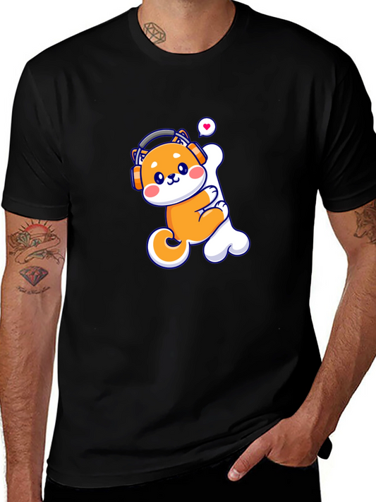 Cute Shiba Inu Dog Bone Headphones T-Shirt