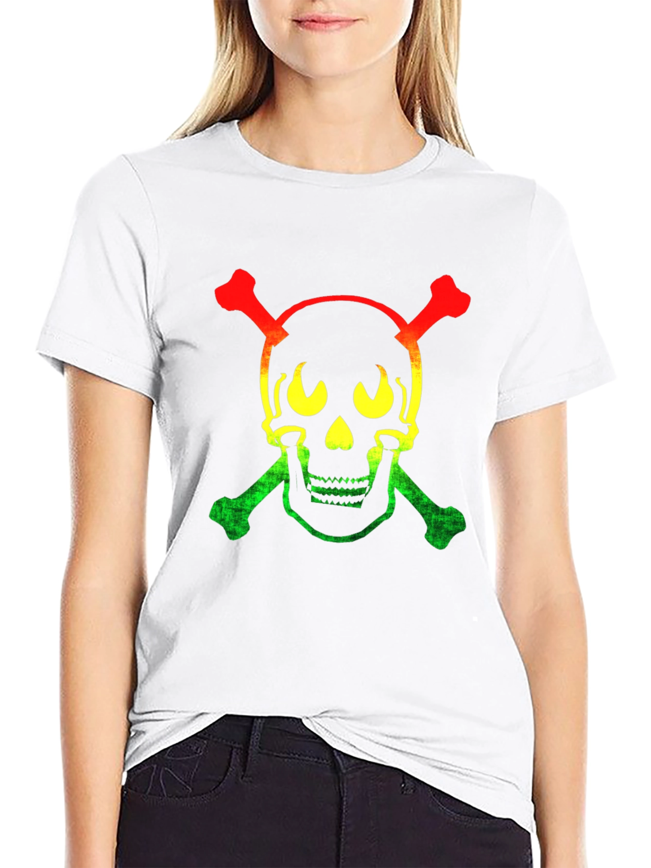 Rasta Skull & Crossbones Graphic T-Shirt