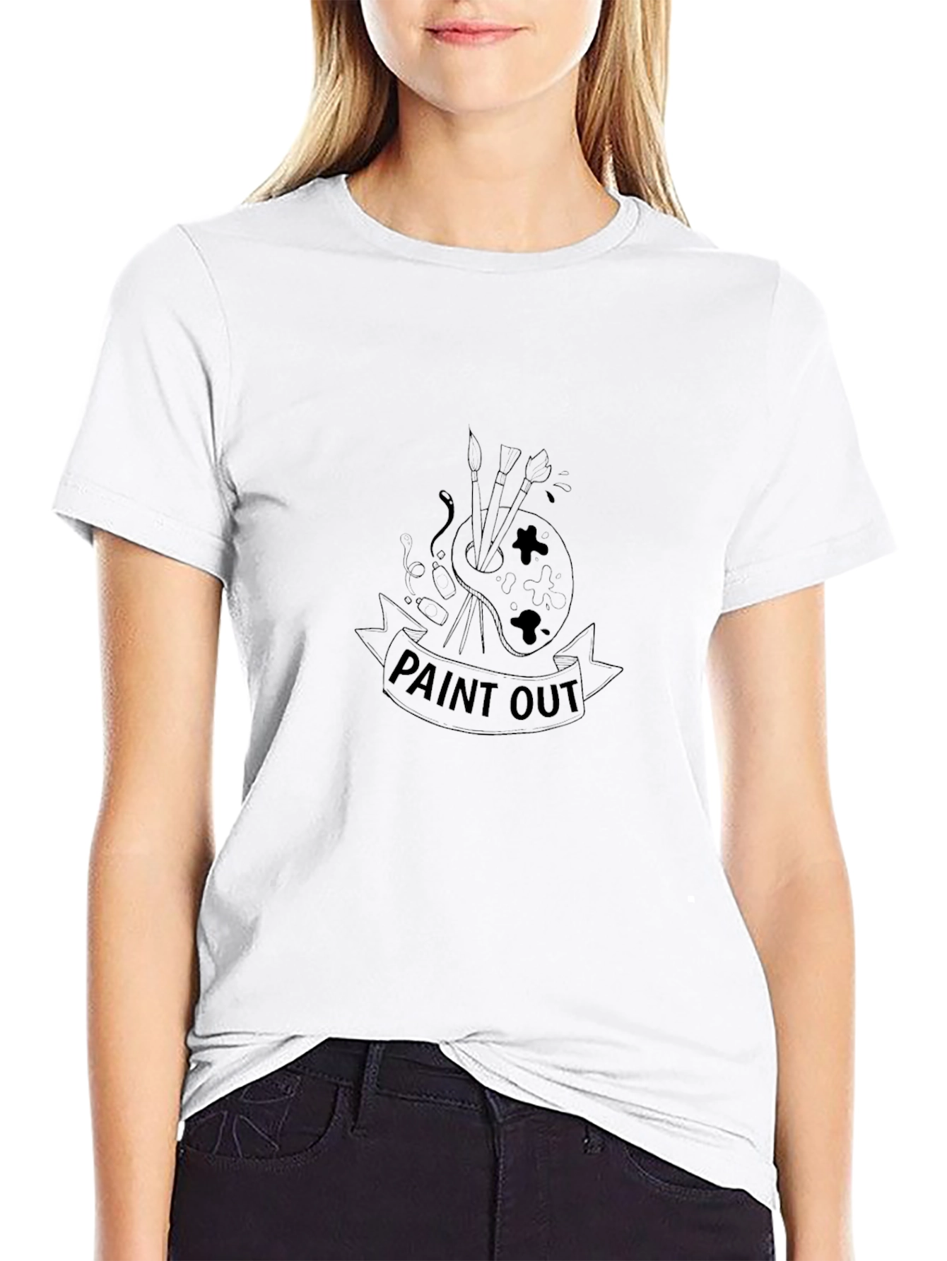 Paint Out Graphic Tee - Black Cotton Casual Shirt