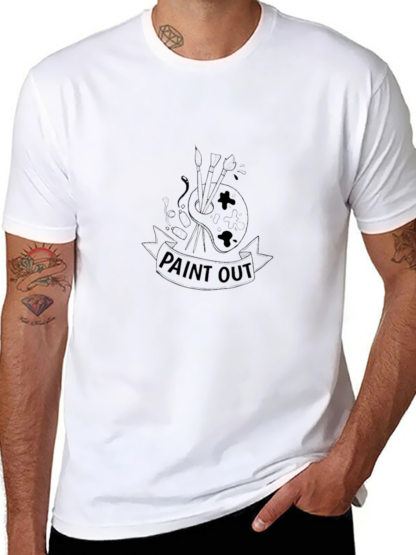 Paint Out Graphic Tee - Black Cotton Casual Shirt