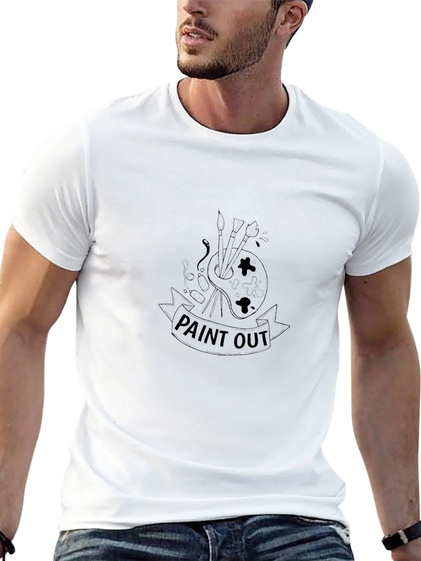 Paint Out Graphic Tee - Black Cotton Casual Shirt