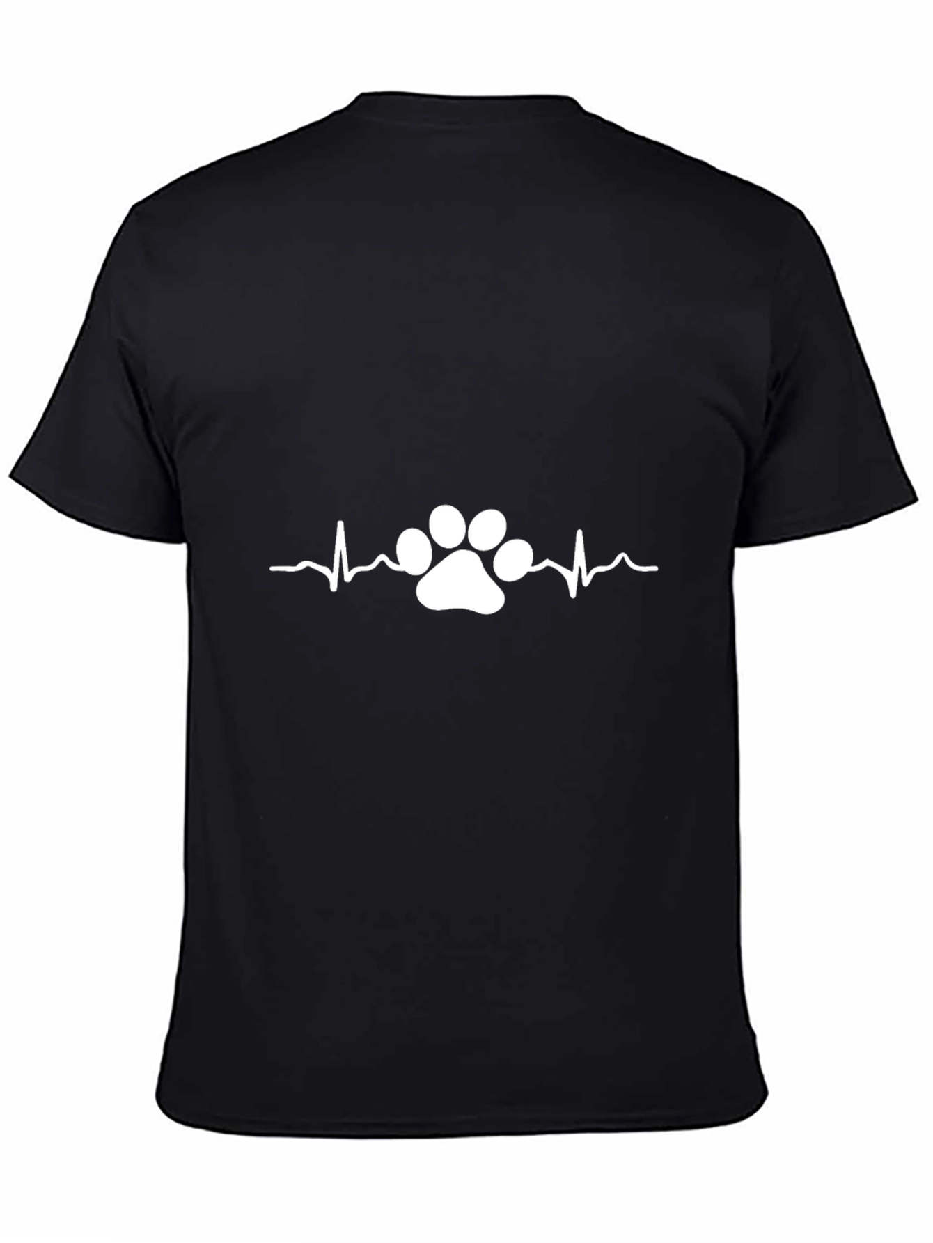 Heartbeat Paw Print Graphic Tee - Black