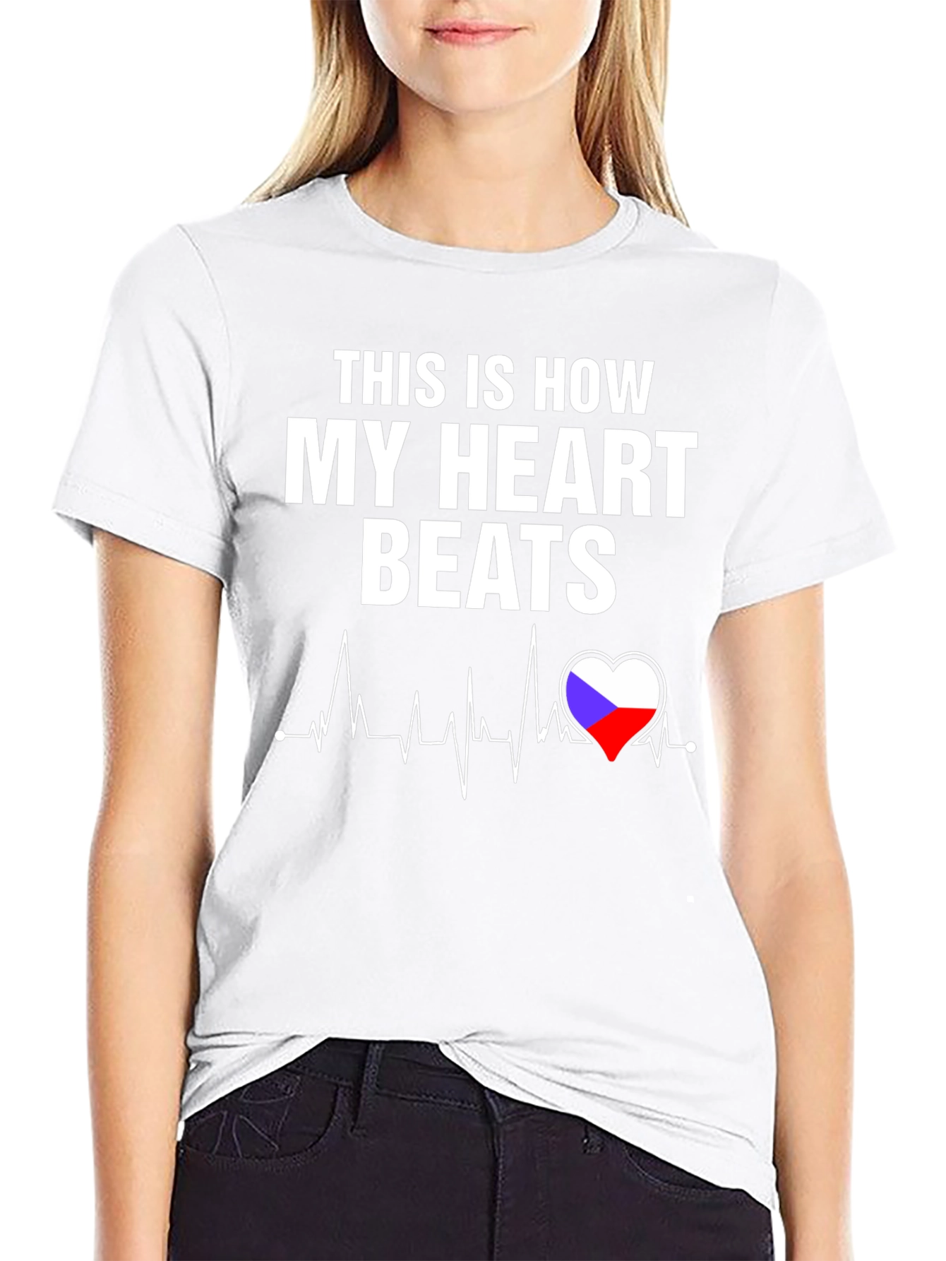 Heartbeat T-Shirt - Czech Flag Heart