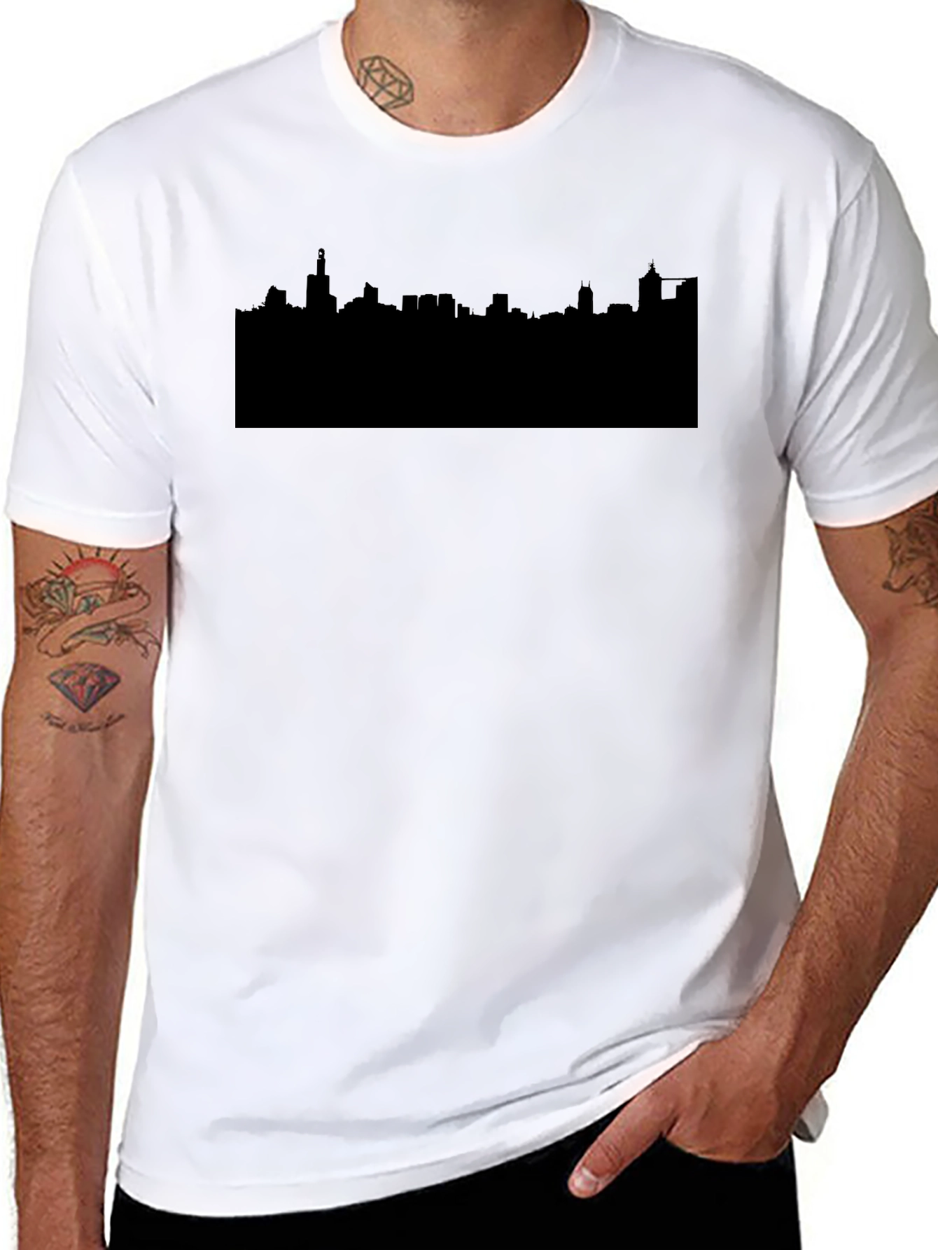 Cityscape Silhouette Black T-Shirt