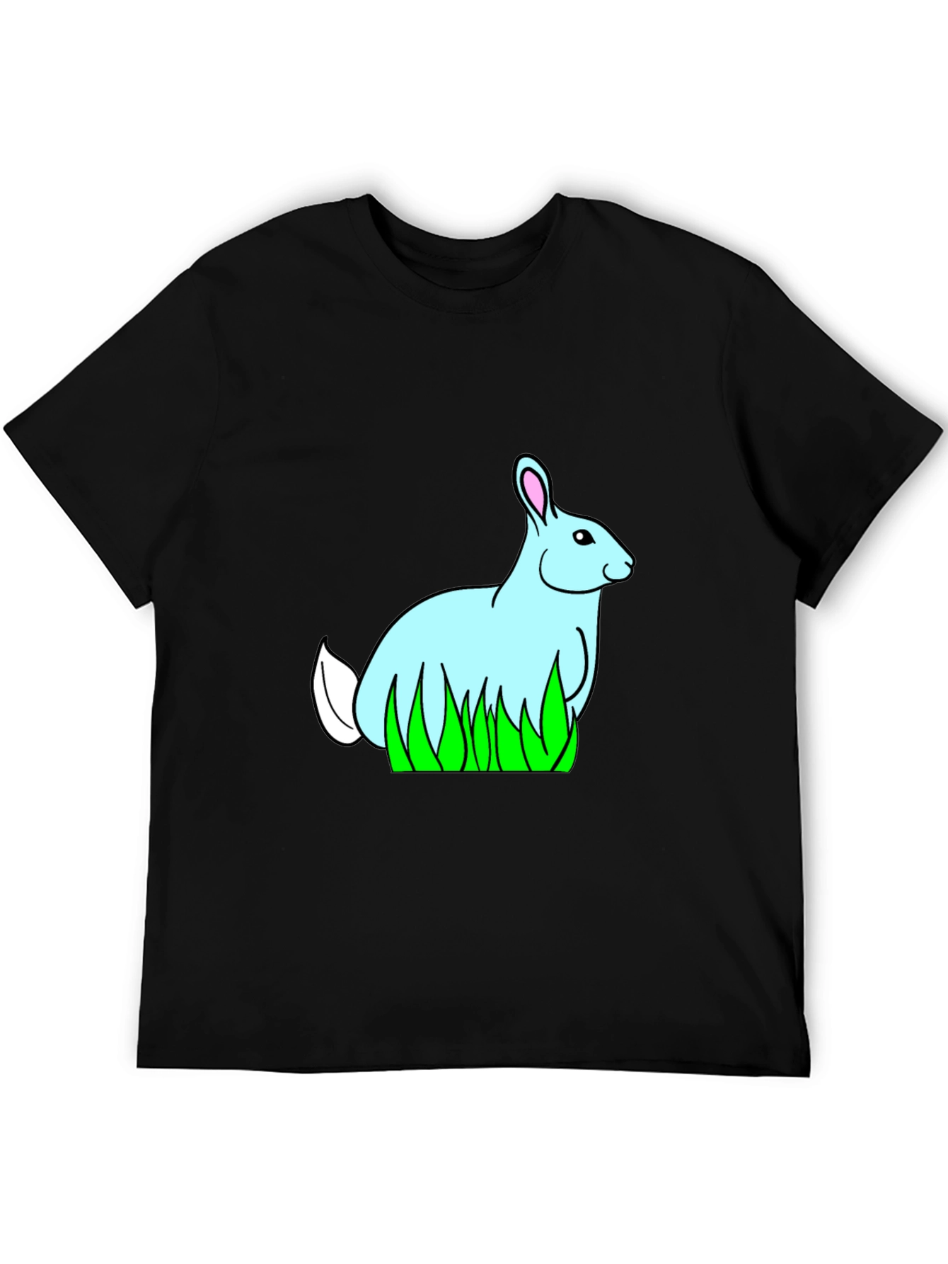 Bunny in Grass Black T-Shirt