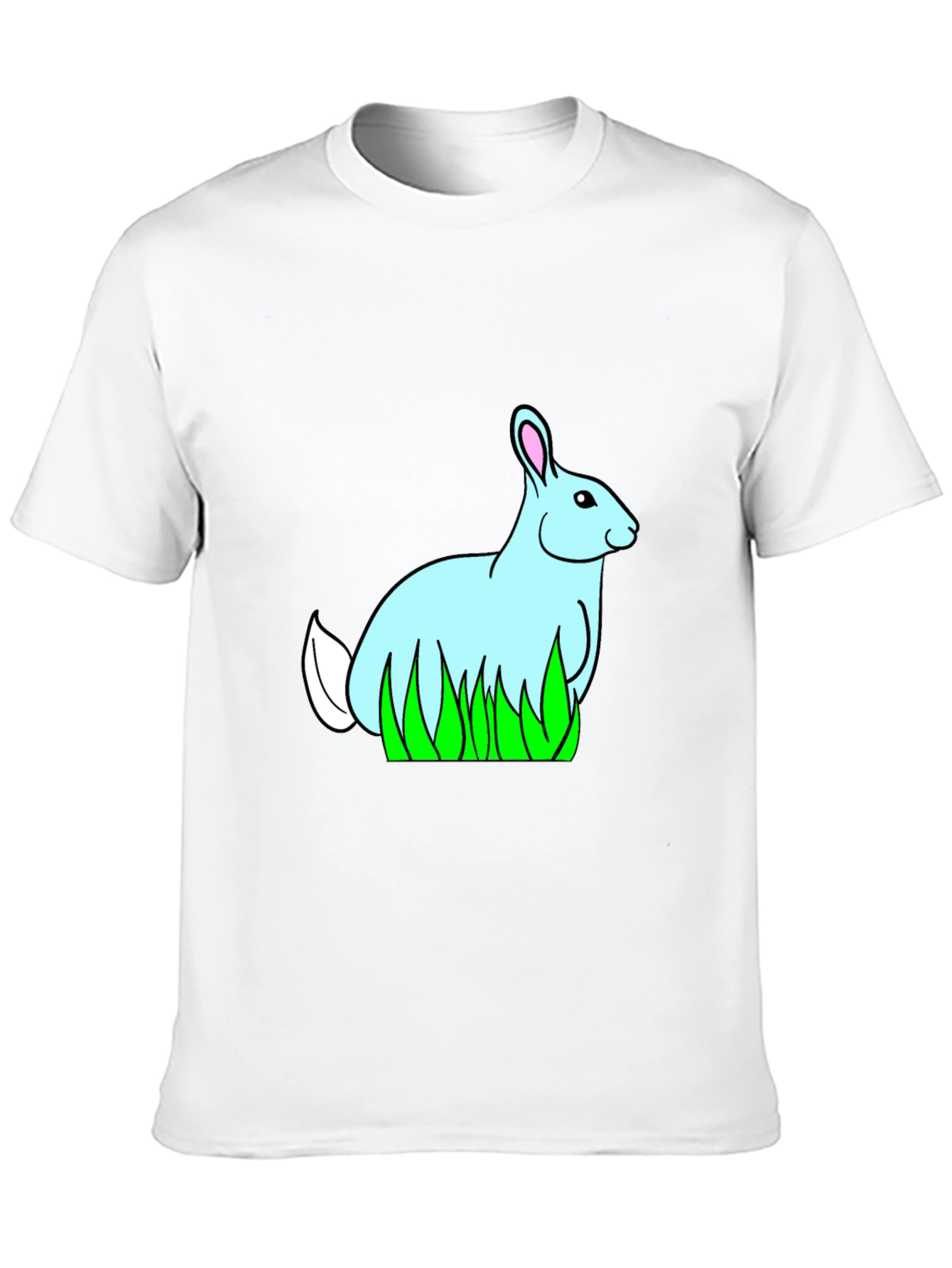 Bunny in Grass Black T-Shirt