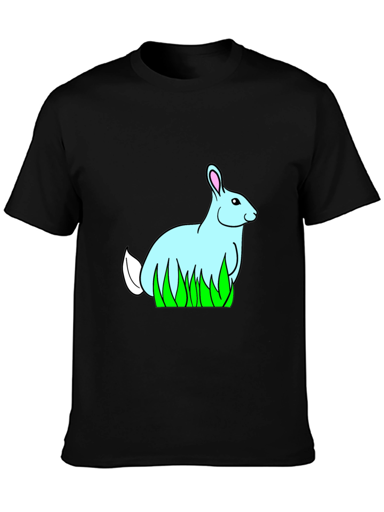 Bunny in Grass Black T-Shirt
