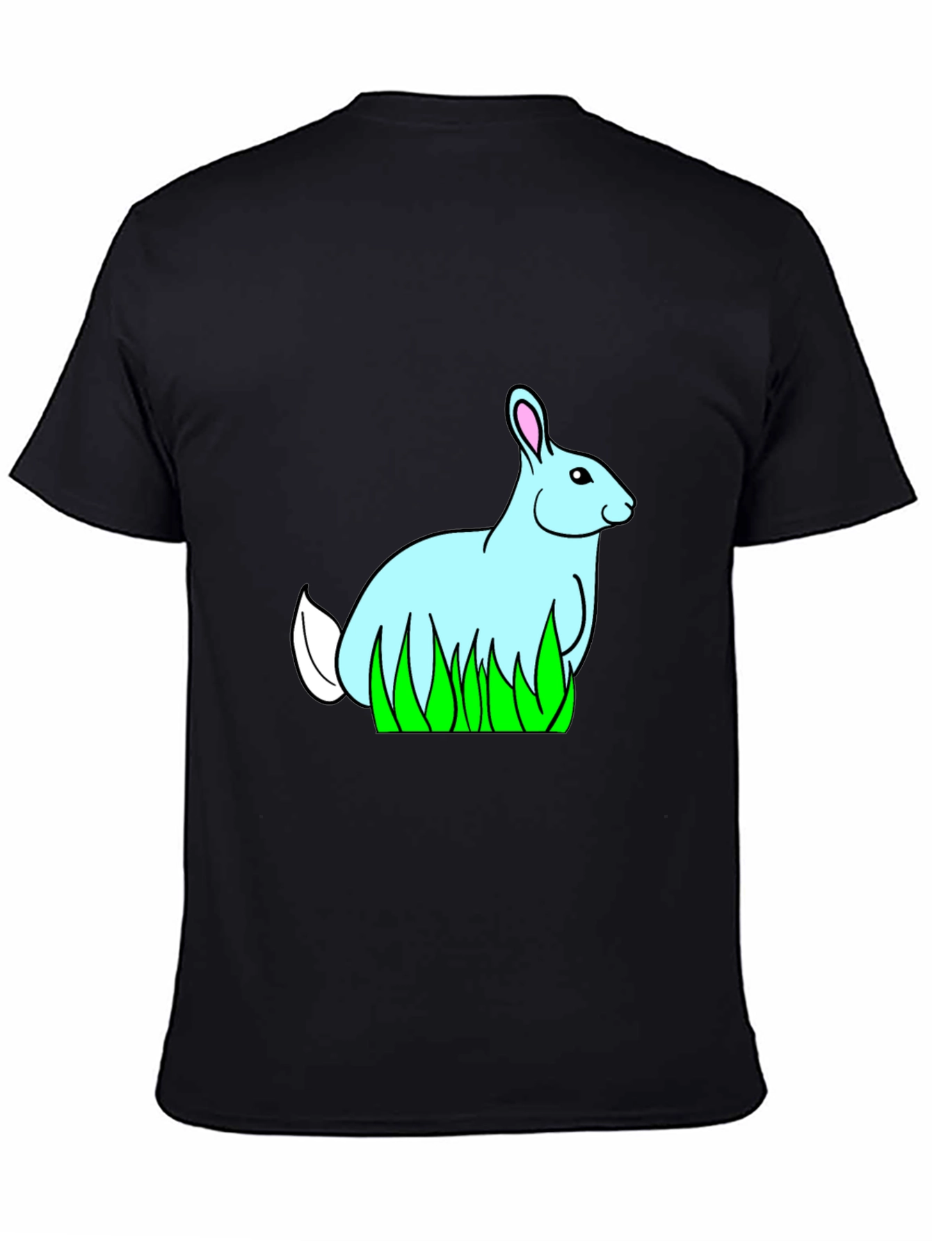 Bunny in Grass Black T-Shirt