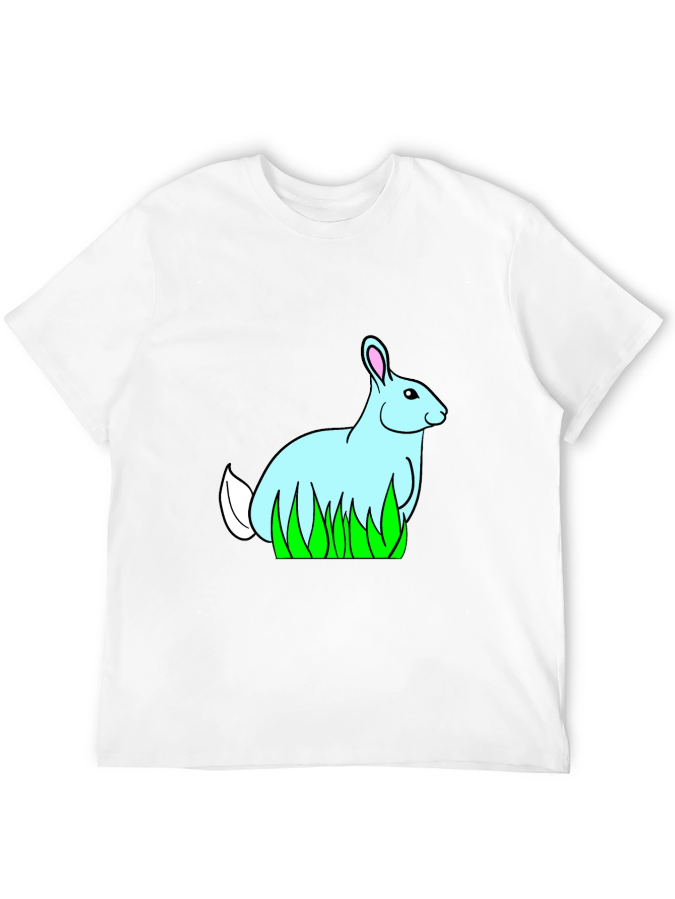 Bunny in Grass Black T-Shirt