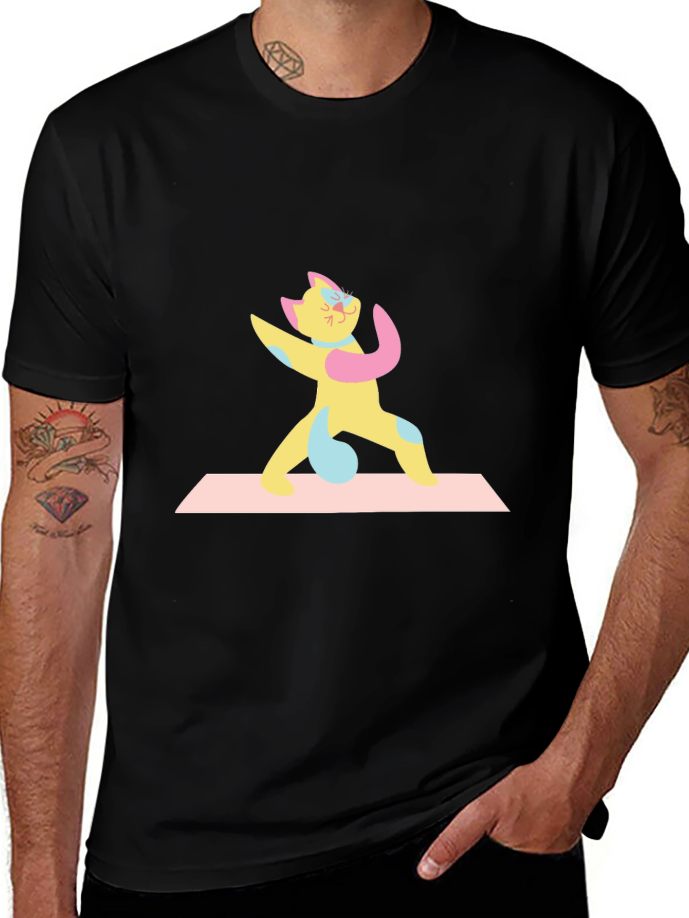 Yoga Cat Black T-Shirt