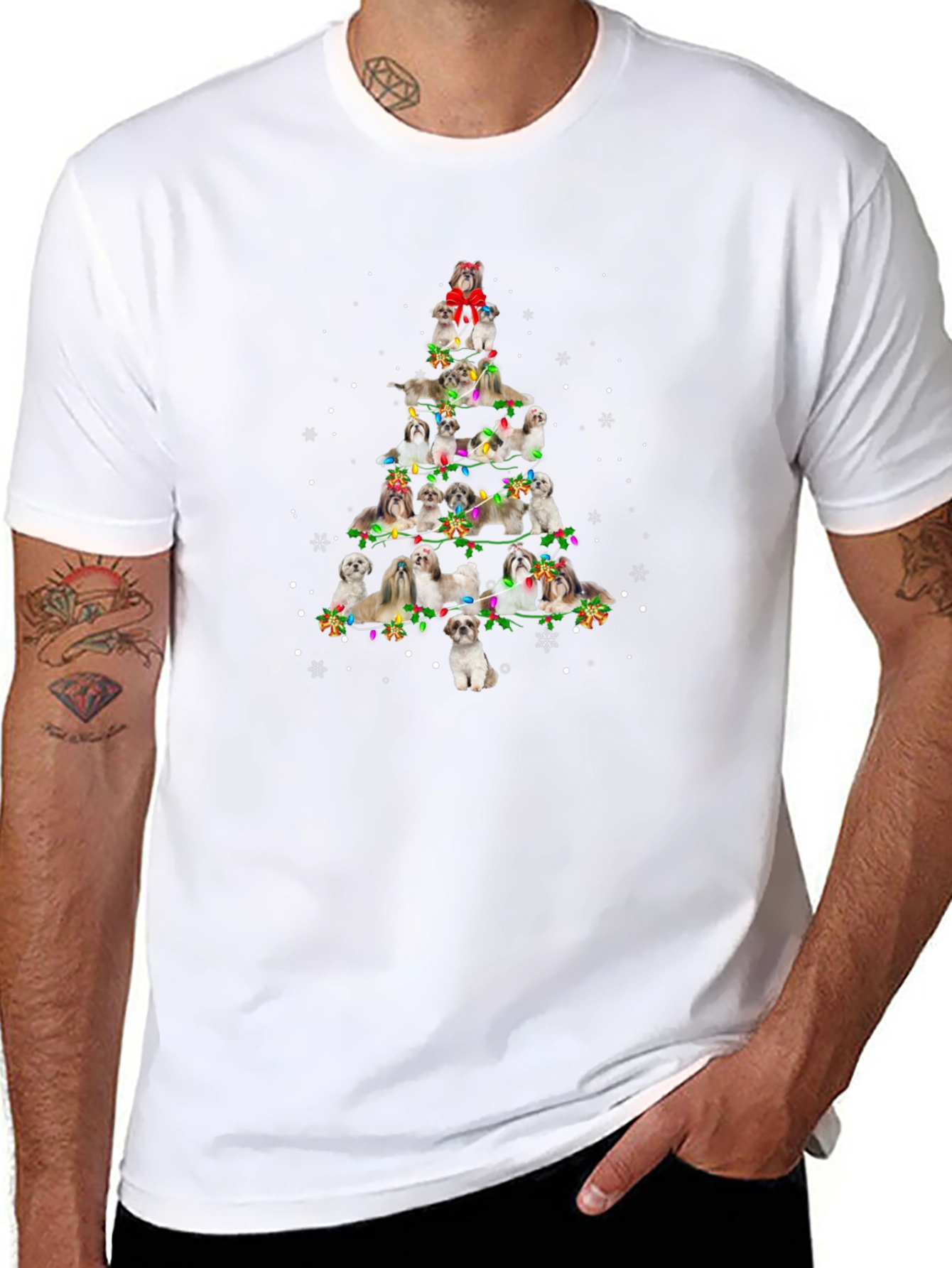 Shih Tzu Christmas Tree Graphic T-Shirt