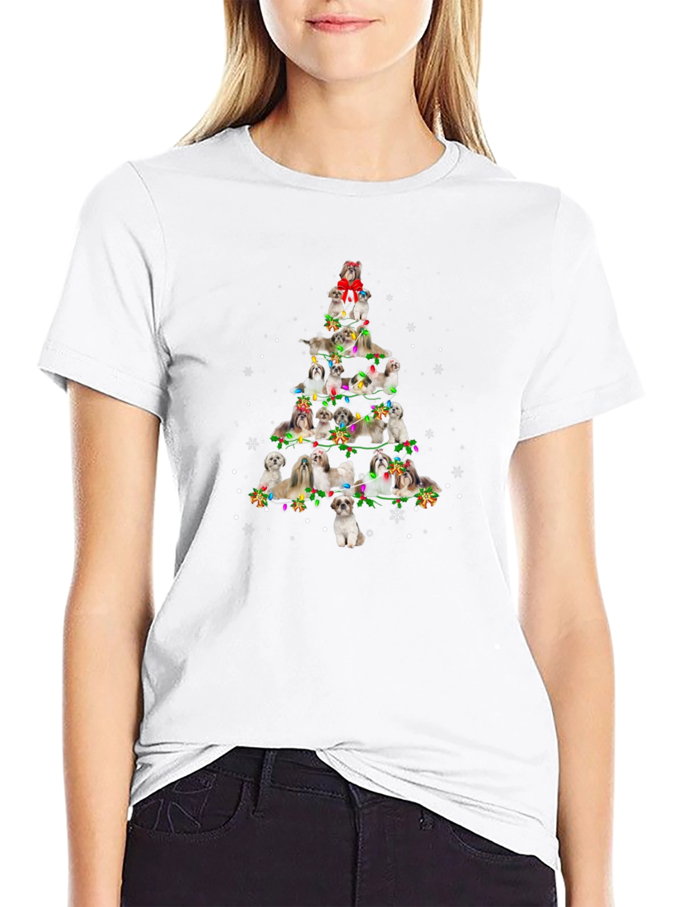 Shih Tzu Christmas Tree Graphic T-Shirt