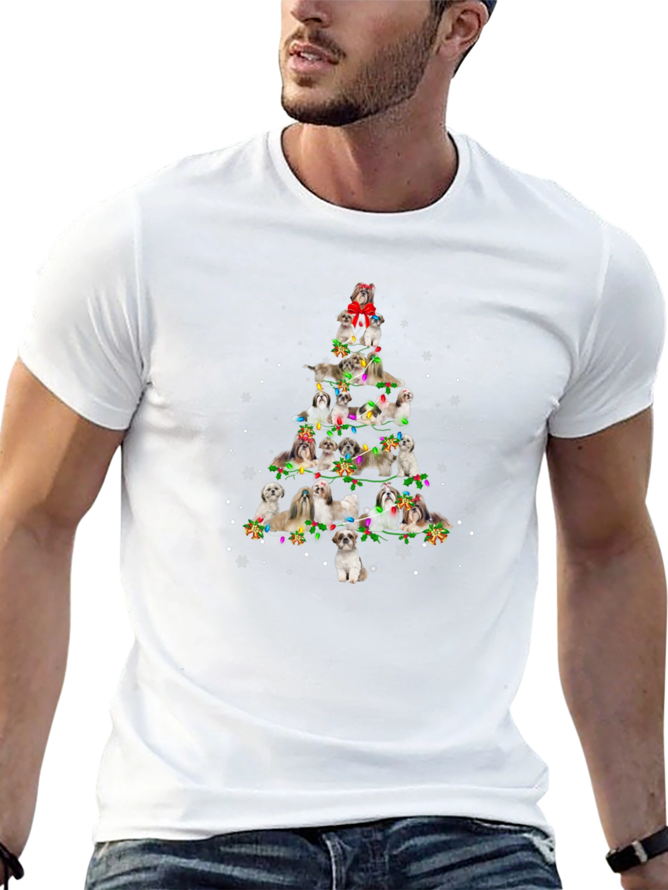 Shih Tzu Christmas Tree Graphic T-Shirt