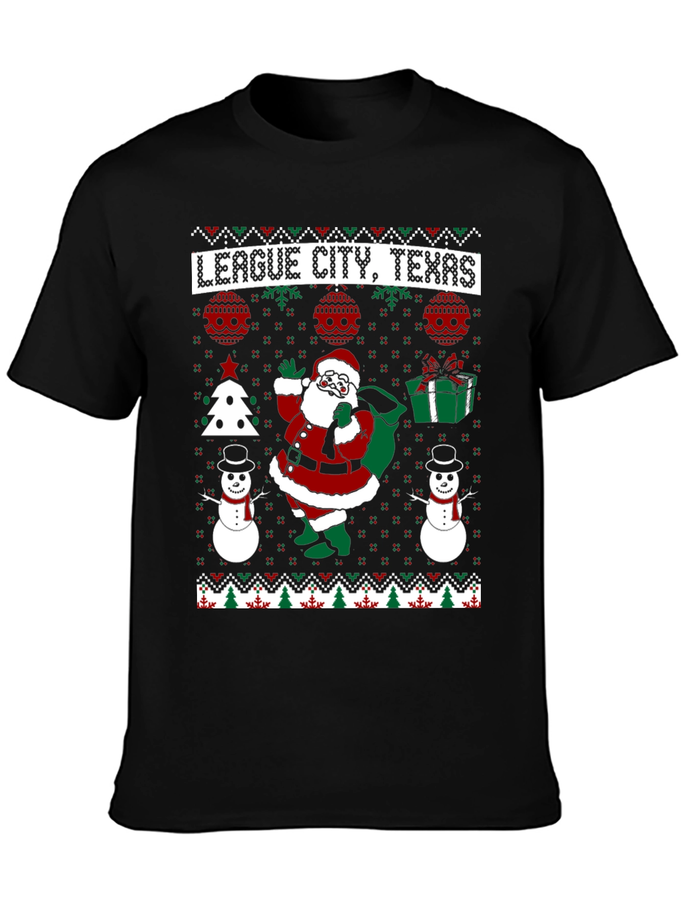 League City Texas Christmas Ugly Sweater T-Shirt