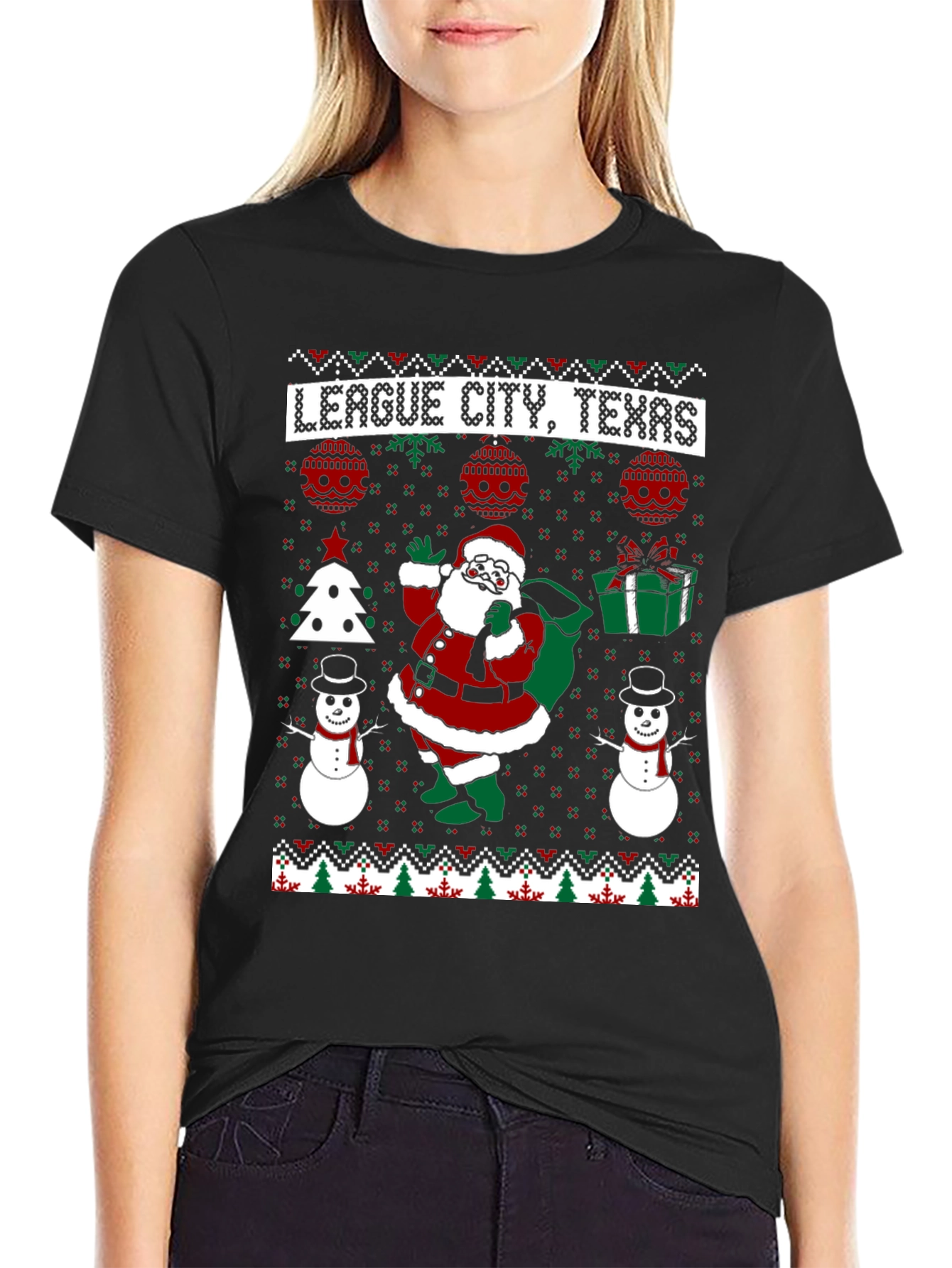 League City Texas Christmas Ugly Sweater T-Shirt