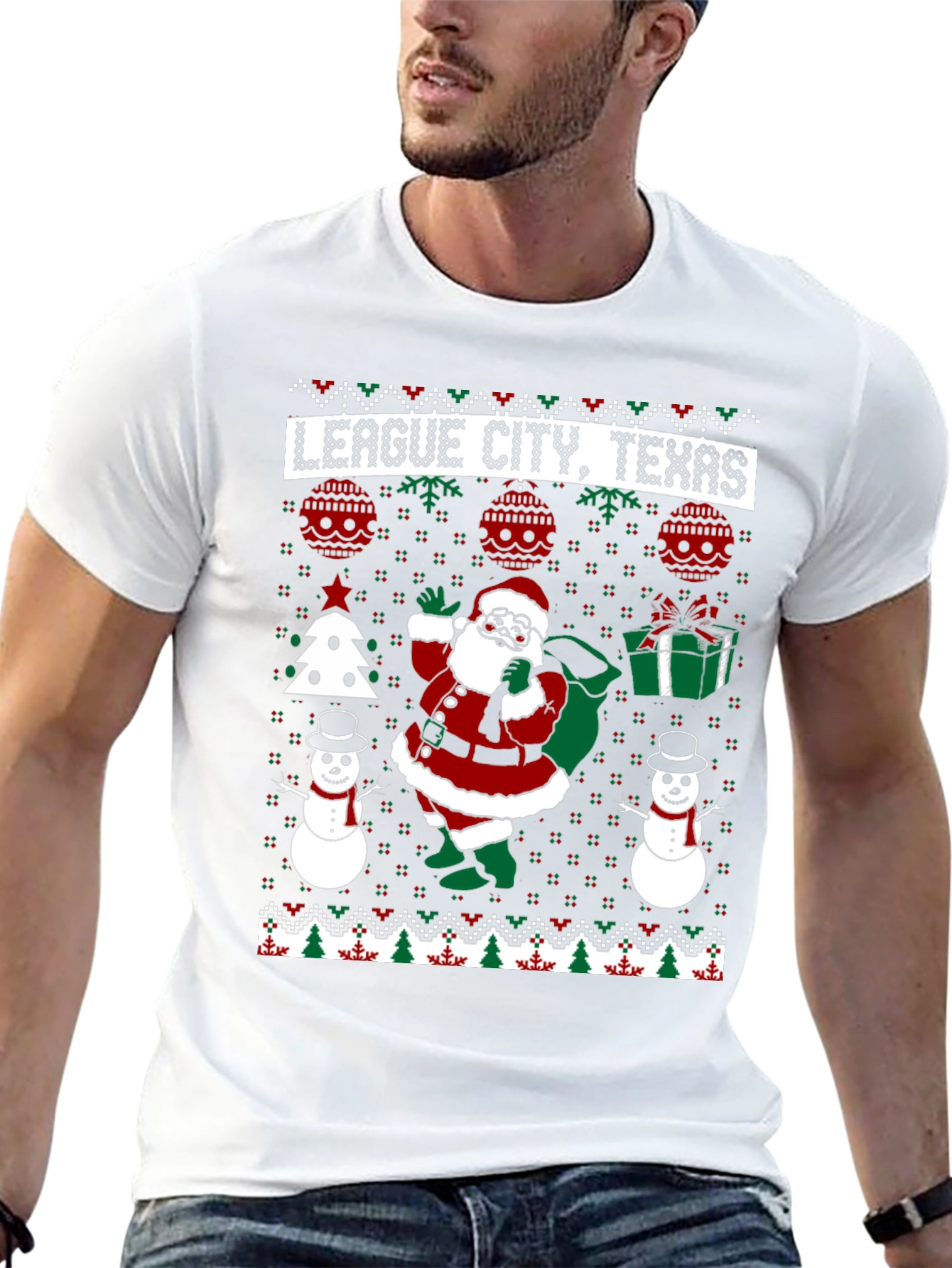 League City Texas Christmas Ugly Sweater T-Shirt