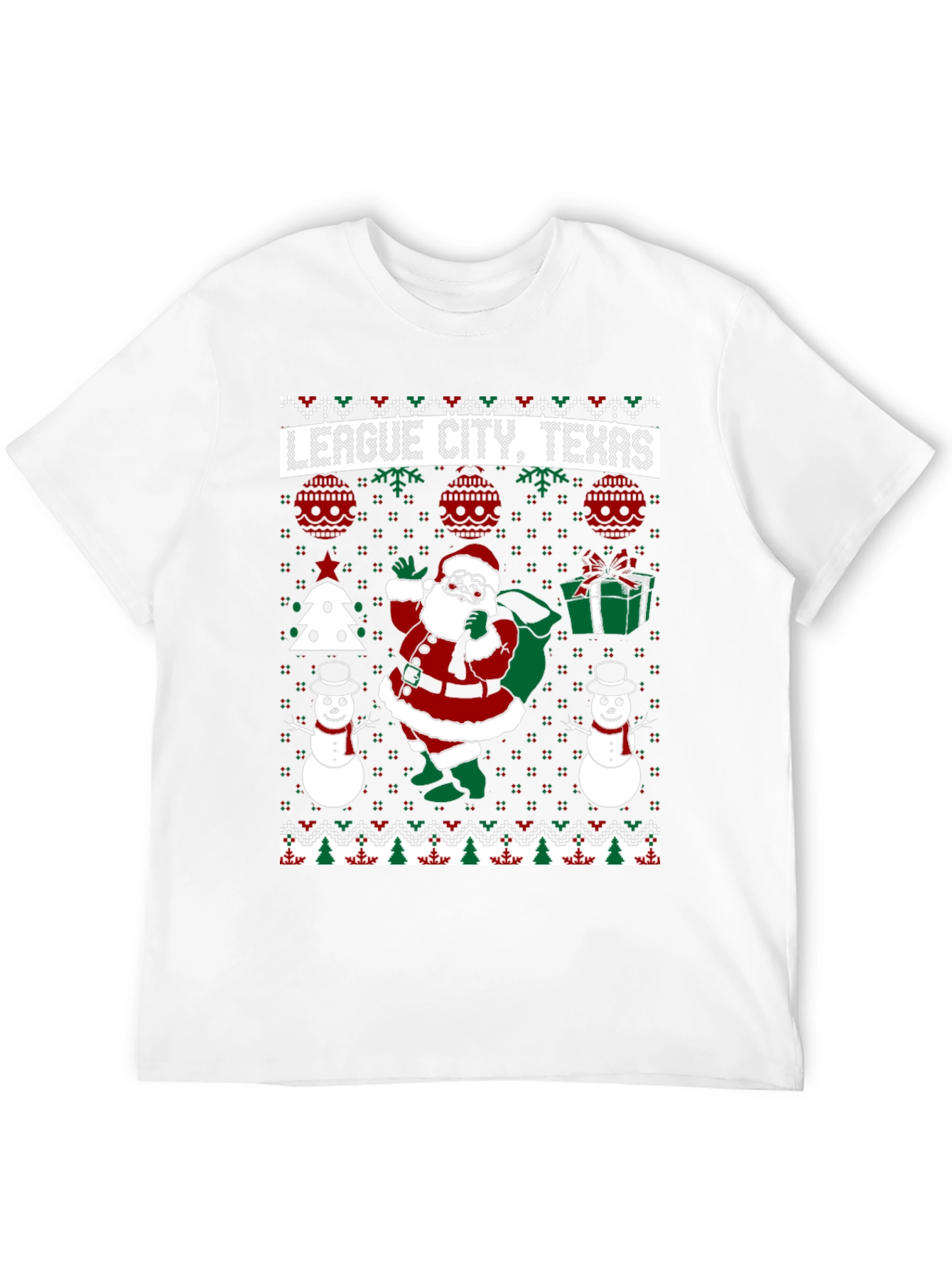 League City Texas Christmas Ugly Sweater T-Shirt