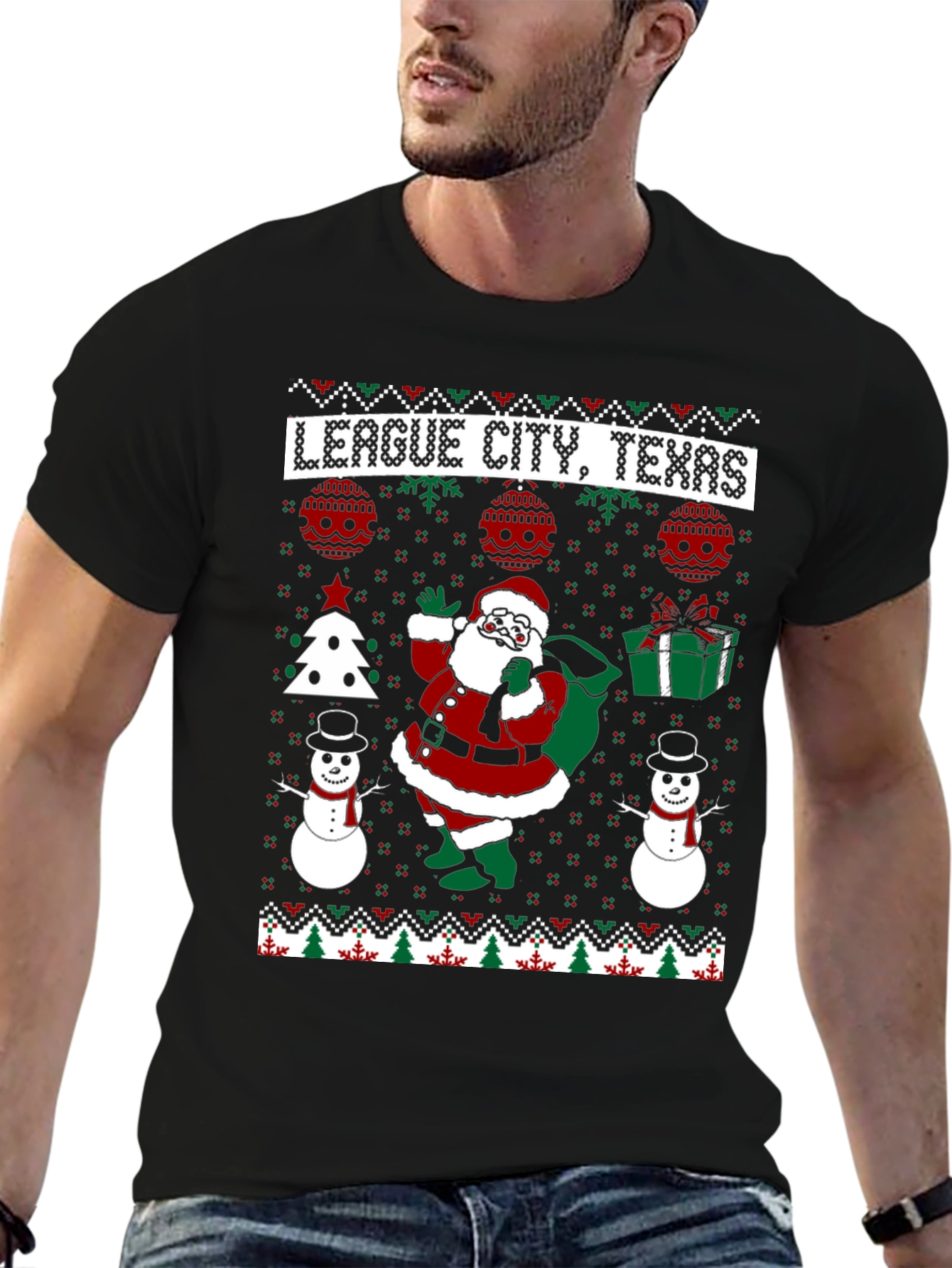 League City Texas Christmas Ugly Sweater T-Shirt