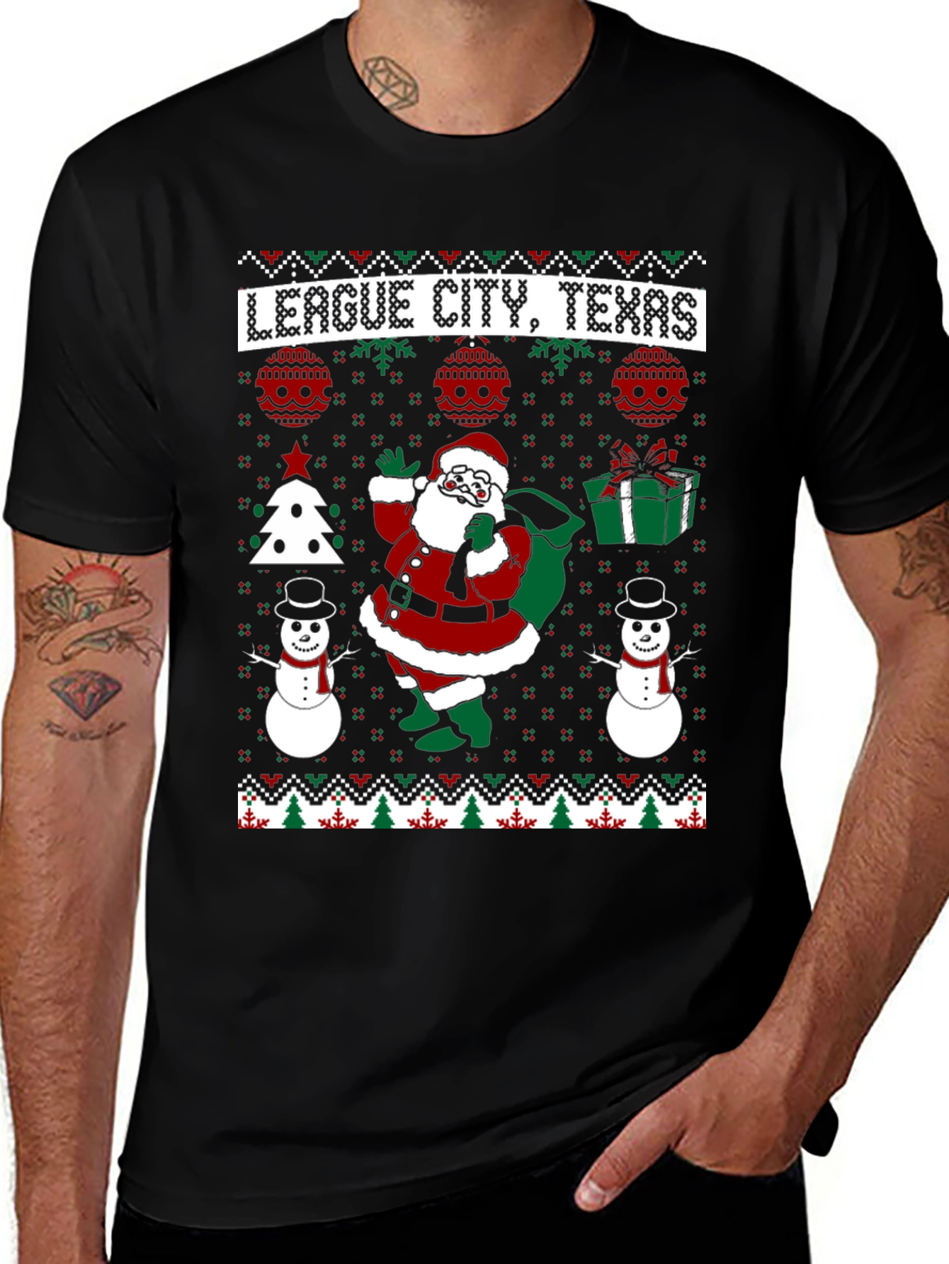 League City Texas Christmas Ugly Sweater T-Shirt