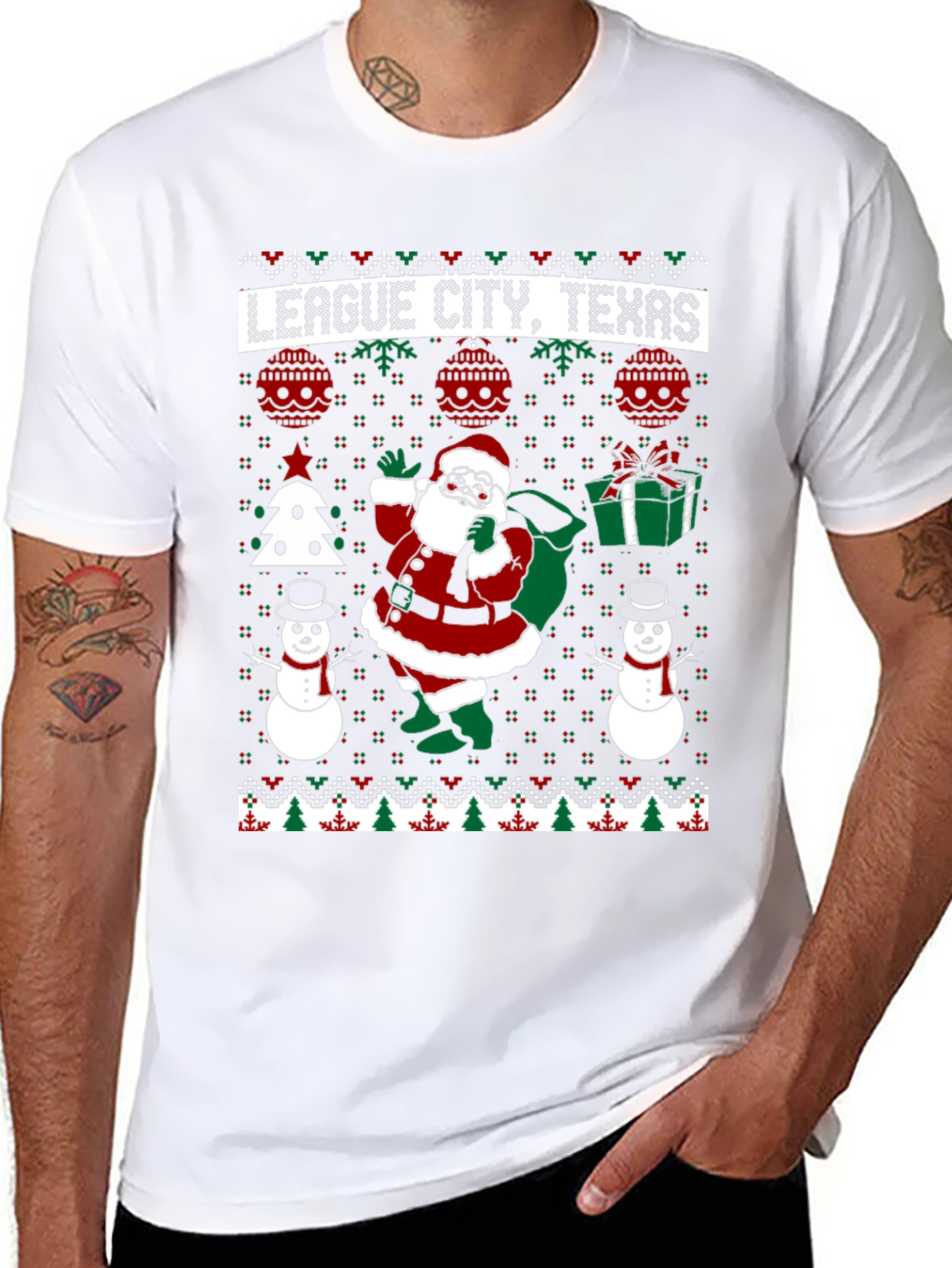 League City Texas Christmas Ugly Sweater T-Shirt