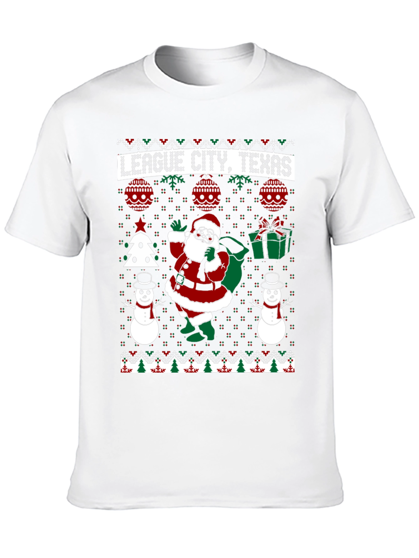 League City Texas Christmas Ugly Sweater T-Shirt