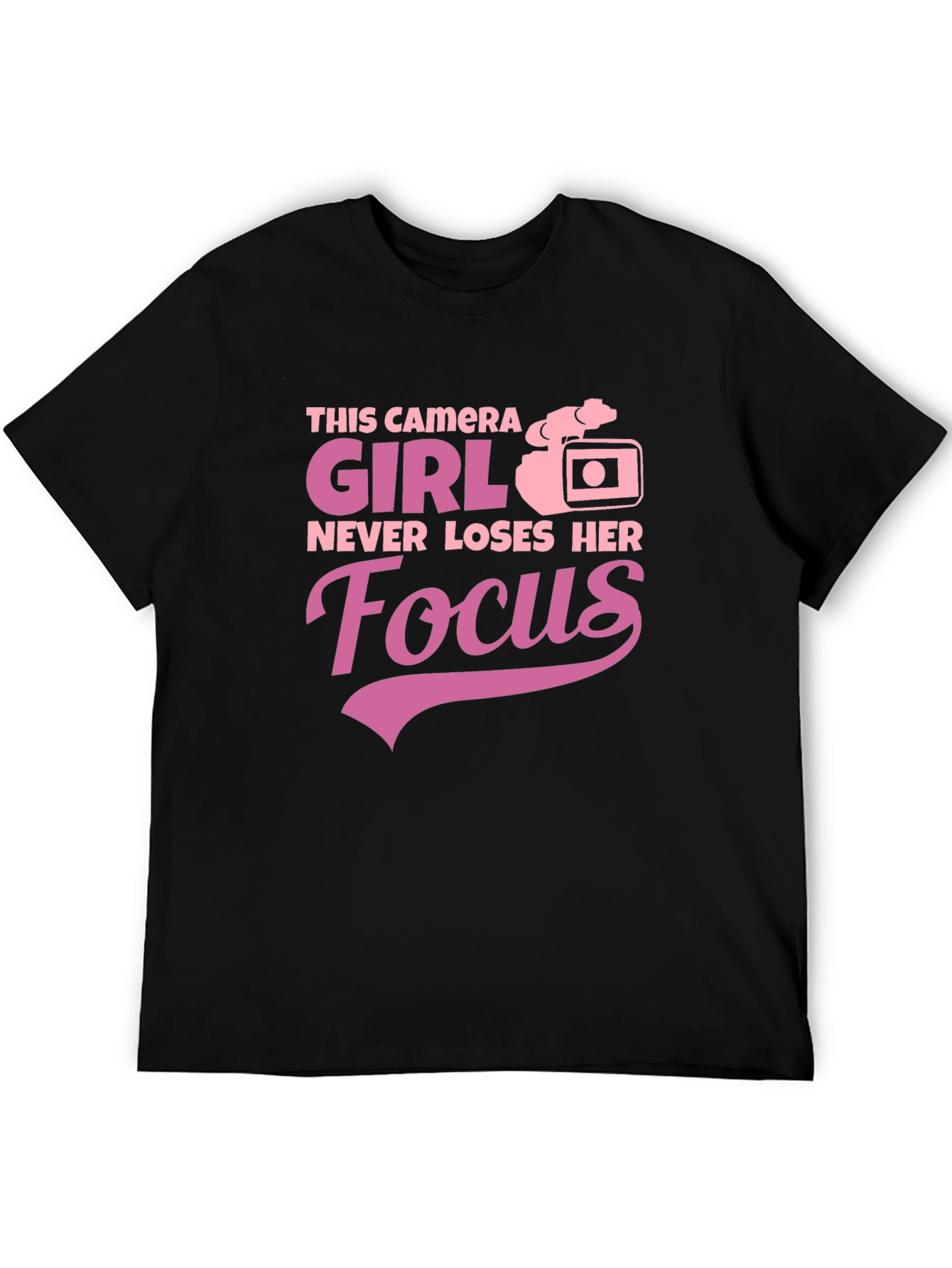 Camera Girl Focus Graphic Tee - Black T-Shirt