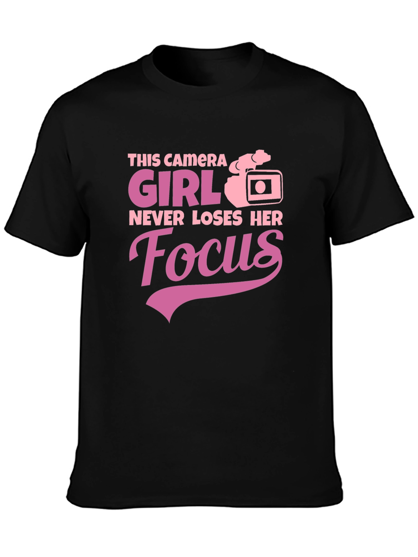 Camera Girl Focus Graphic Tee - Black T-Shirt
