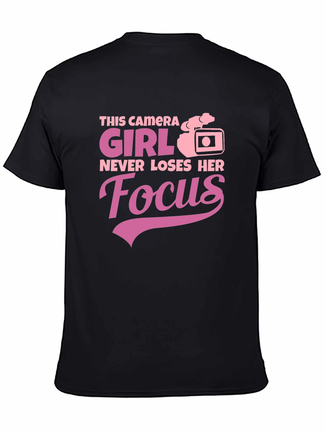 Camera Girl Focus Graphic Tee - Black T-Shirt