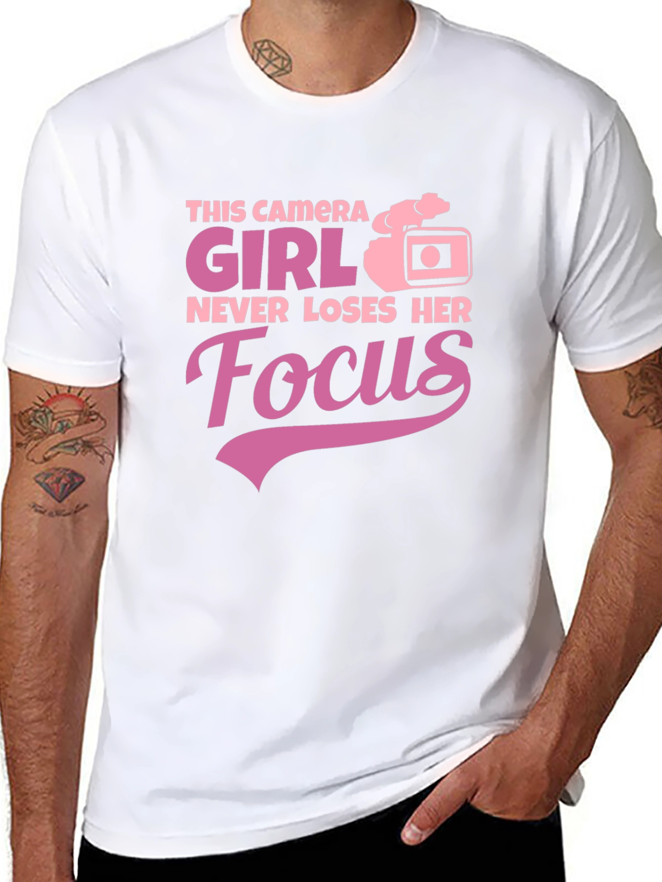 Camera Girl Focus Graphic Tee - Black T-Shirt