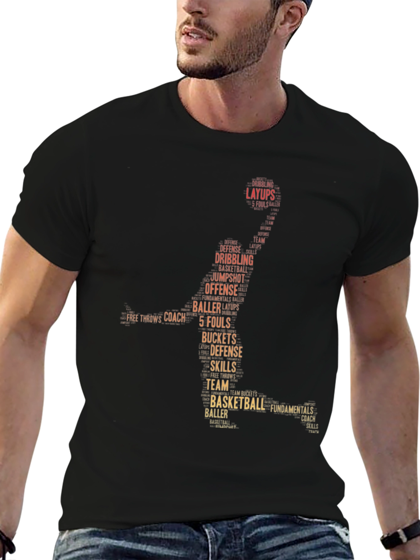 Basketball Word Art Graphic T-Shirt