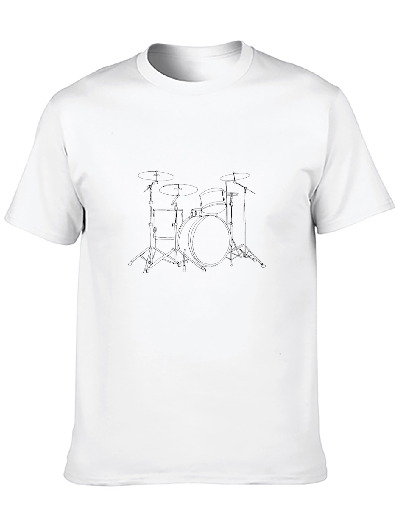 Drum Set Graphic Tee - Black Cotton Casual T-Shirt