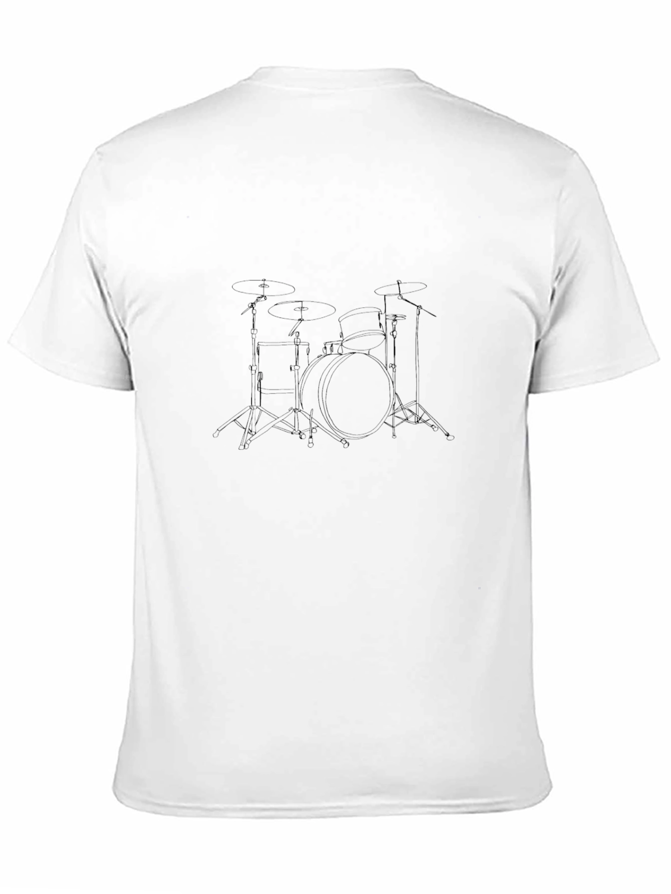Drum Set Graphic Tee - Black Cotton Casual T-Shirt