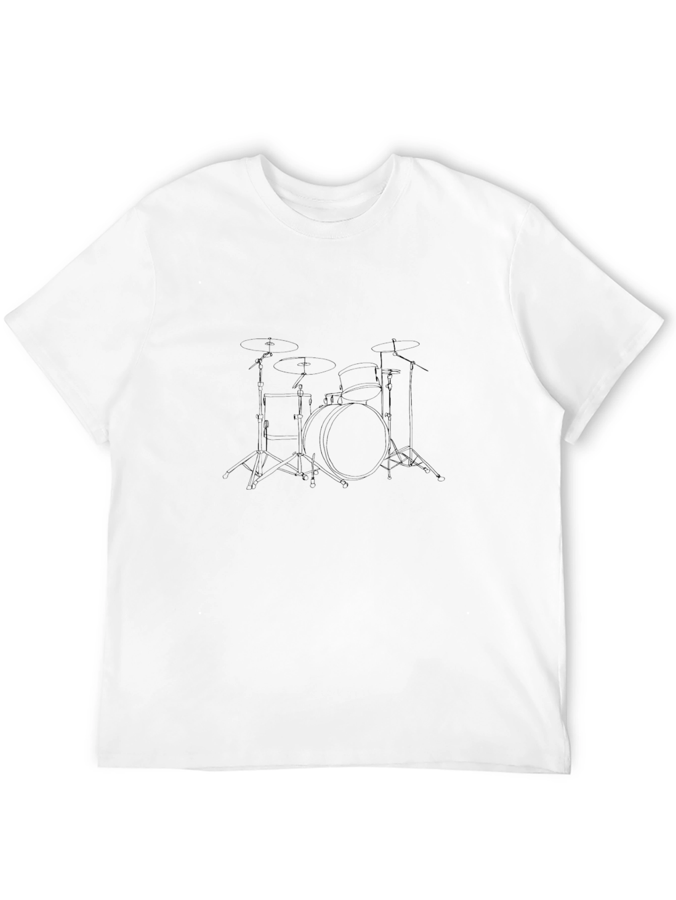 Drum Set Graphic Tee - Black Cotton Casual T-Shirt