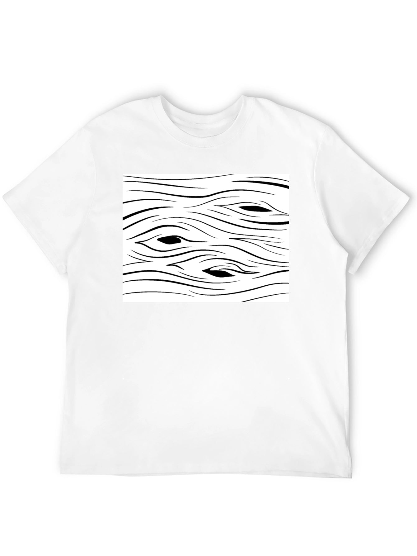 Abstract Wood Grain Graphic Tee - Black Cotton T-Shirt