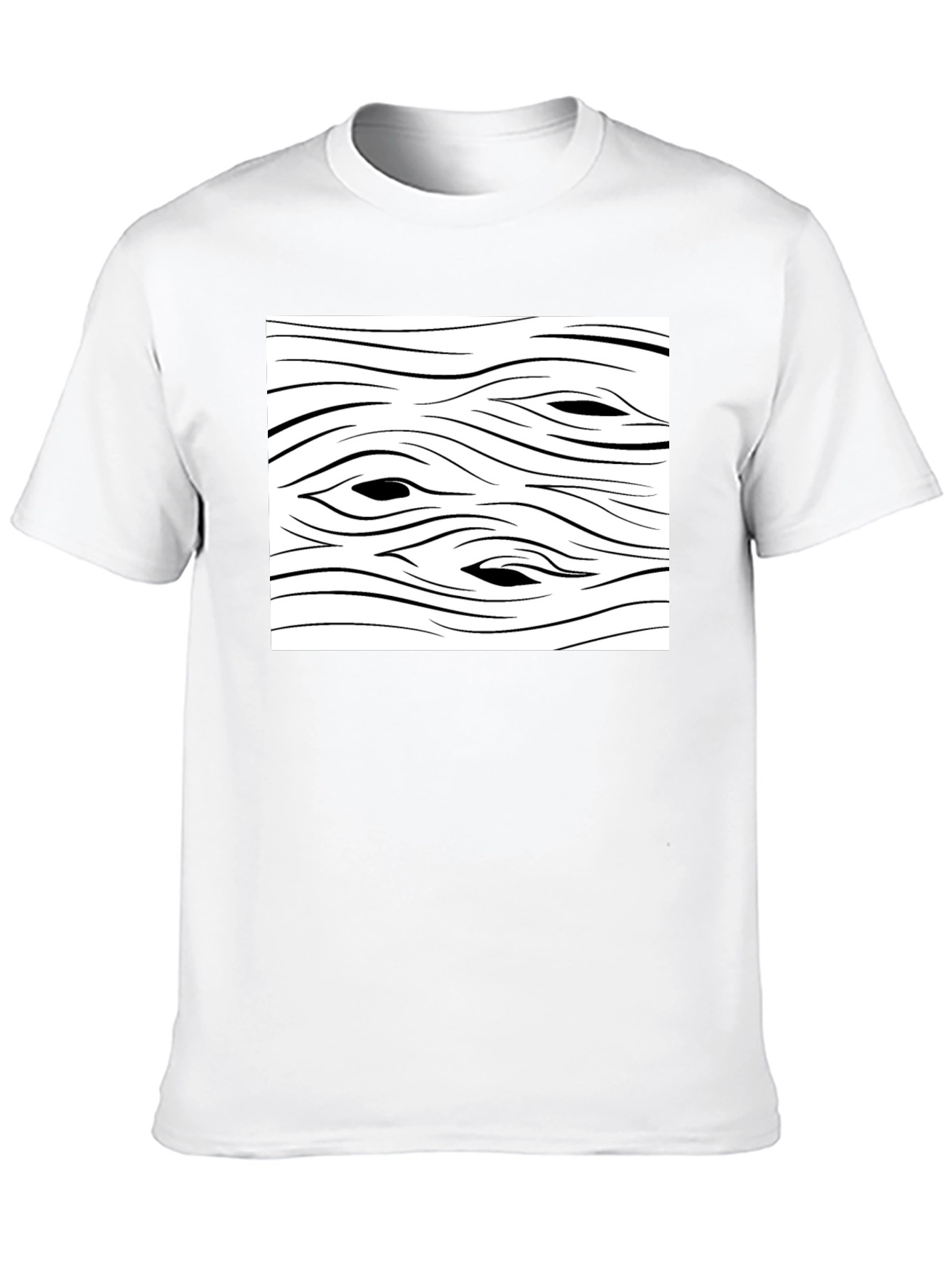 Abstract Wood Grain Graphic Tee - Black Cotton T-Shirt