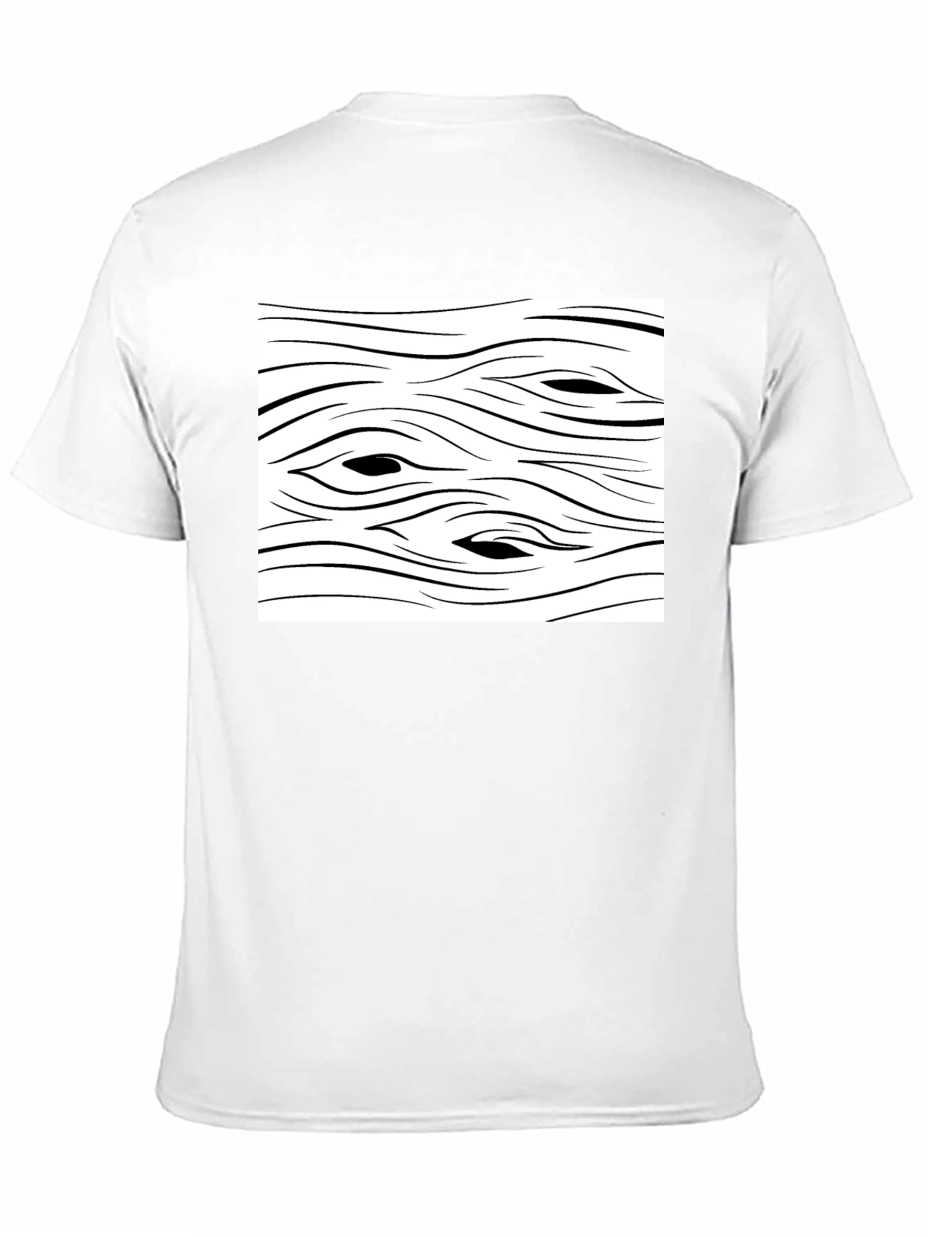 Abstract Wood Grain Graphic Tee - Black Cotton T-Shirt