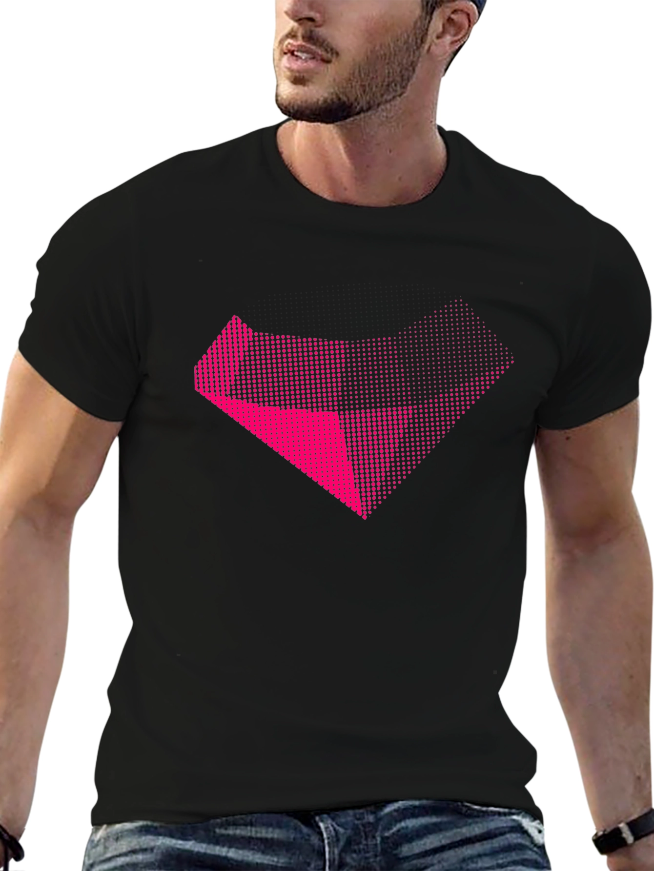 Abstract Pink Graphic Black T-Shirt