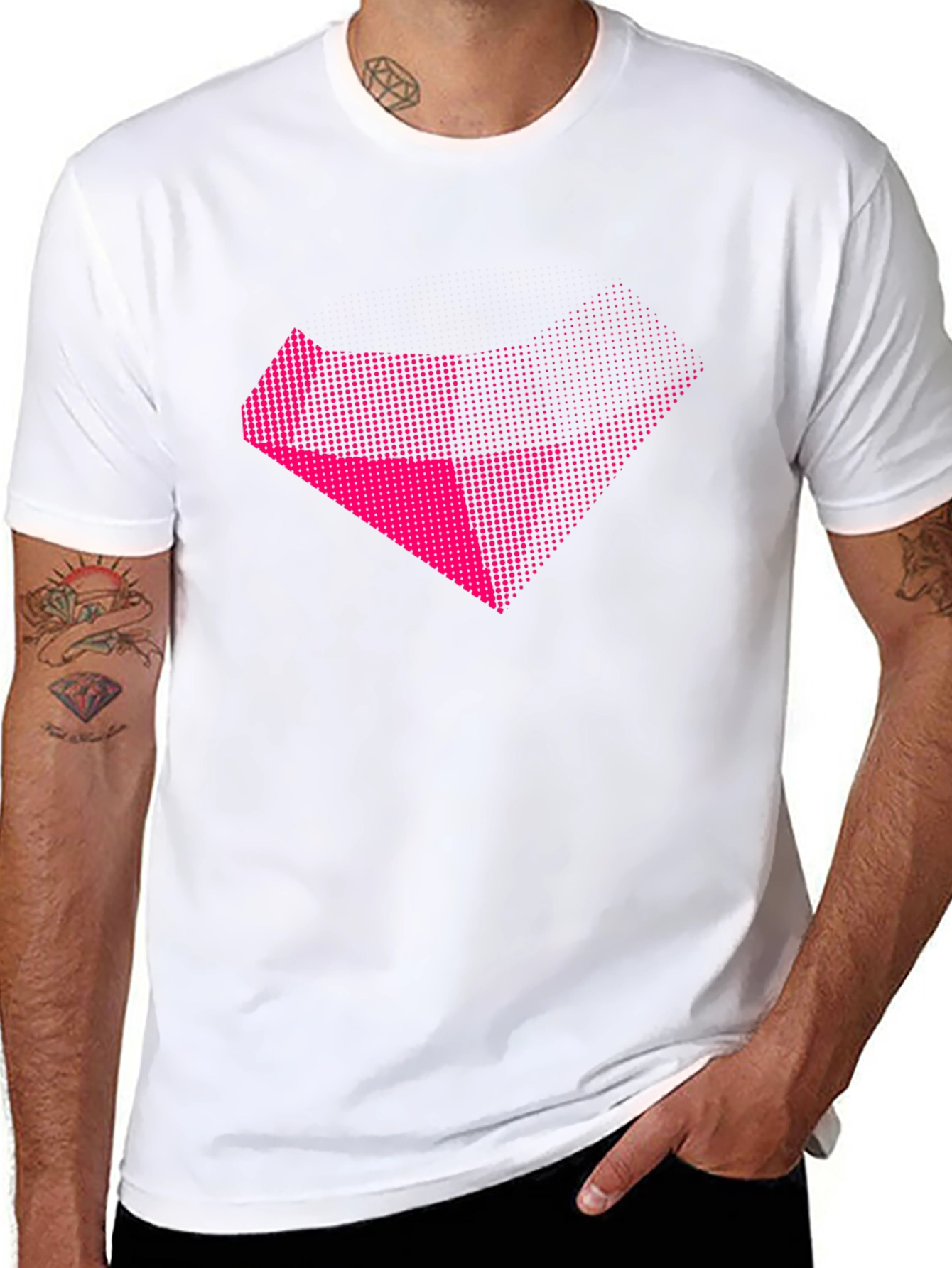 Abstract Pink Graphic Black T-Shirt