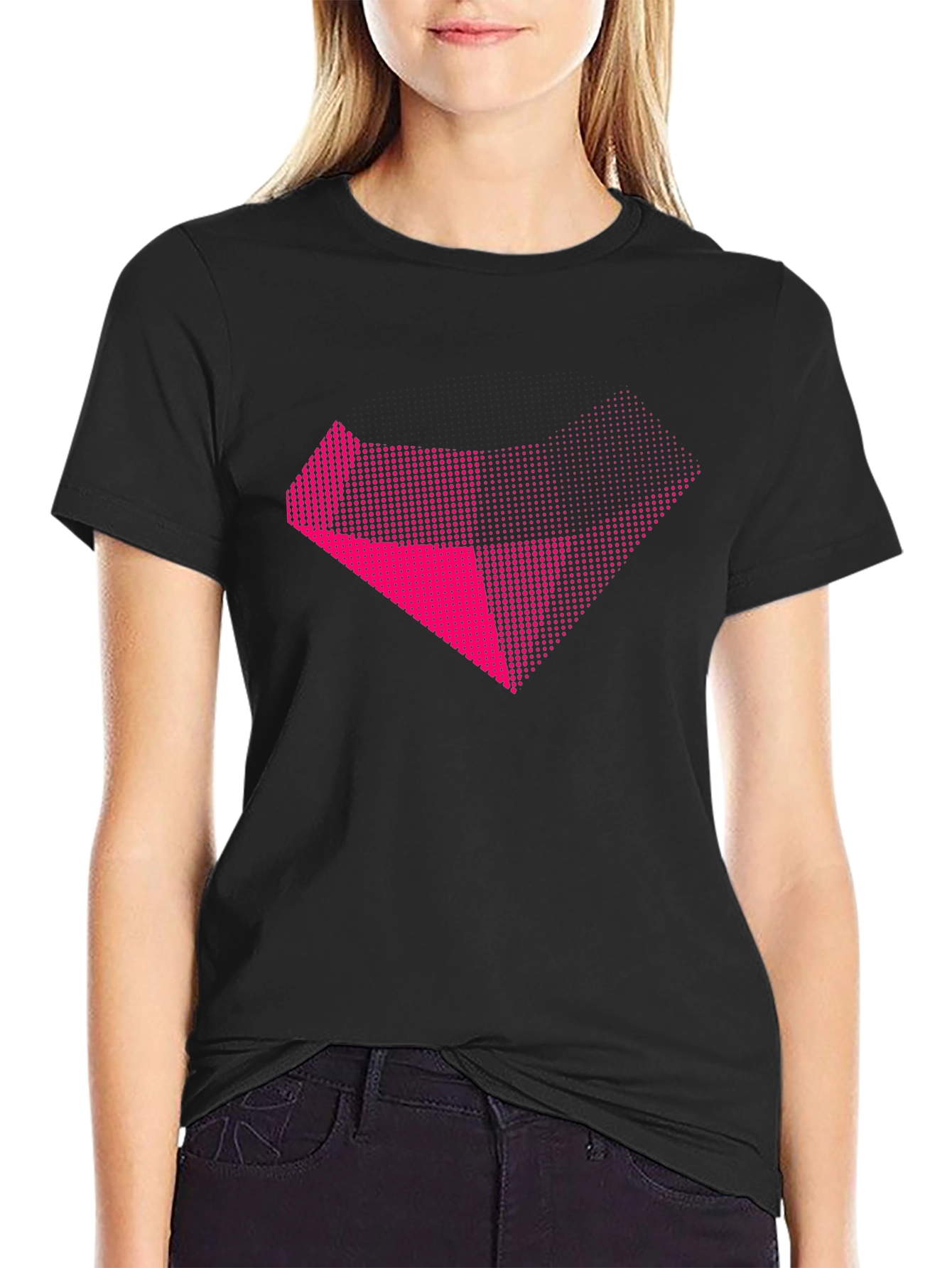 Abstract Pink Graphic Black T-Shirt