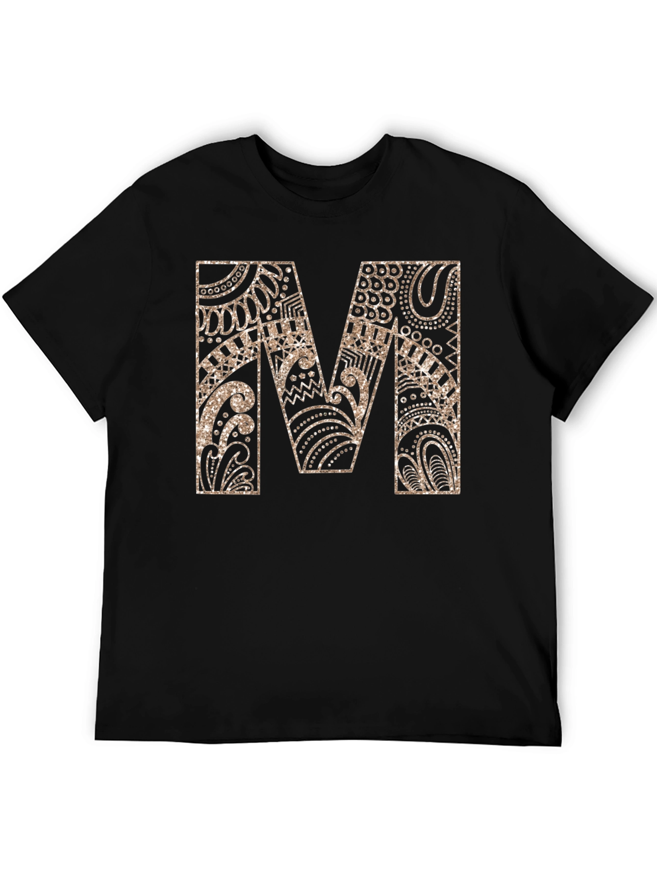 Stylish Black Tee with Gold M Design
