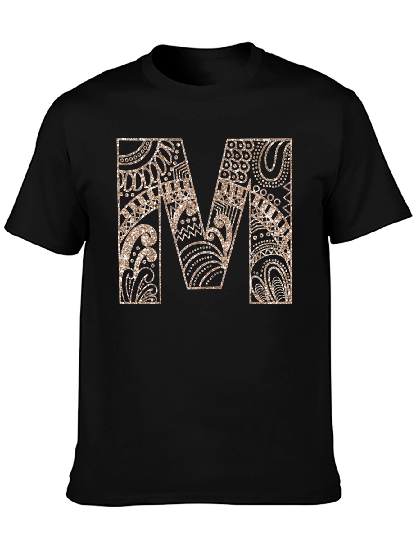 Stylish Black Tee with Gold M Design