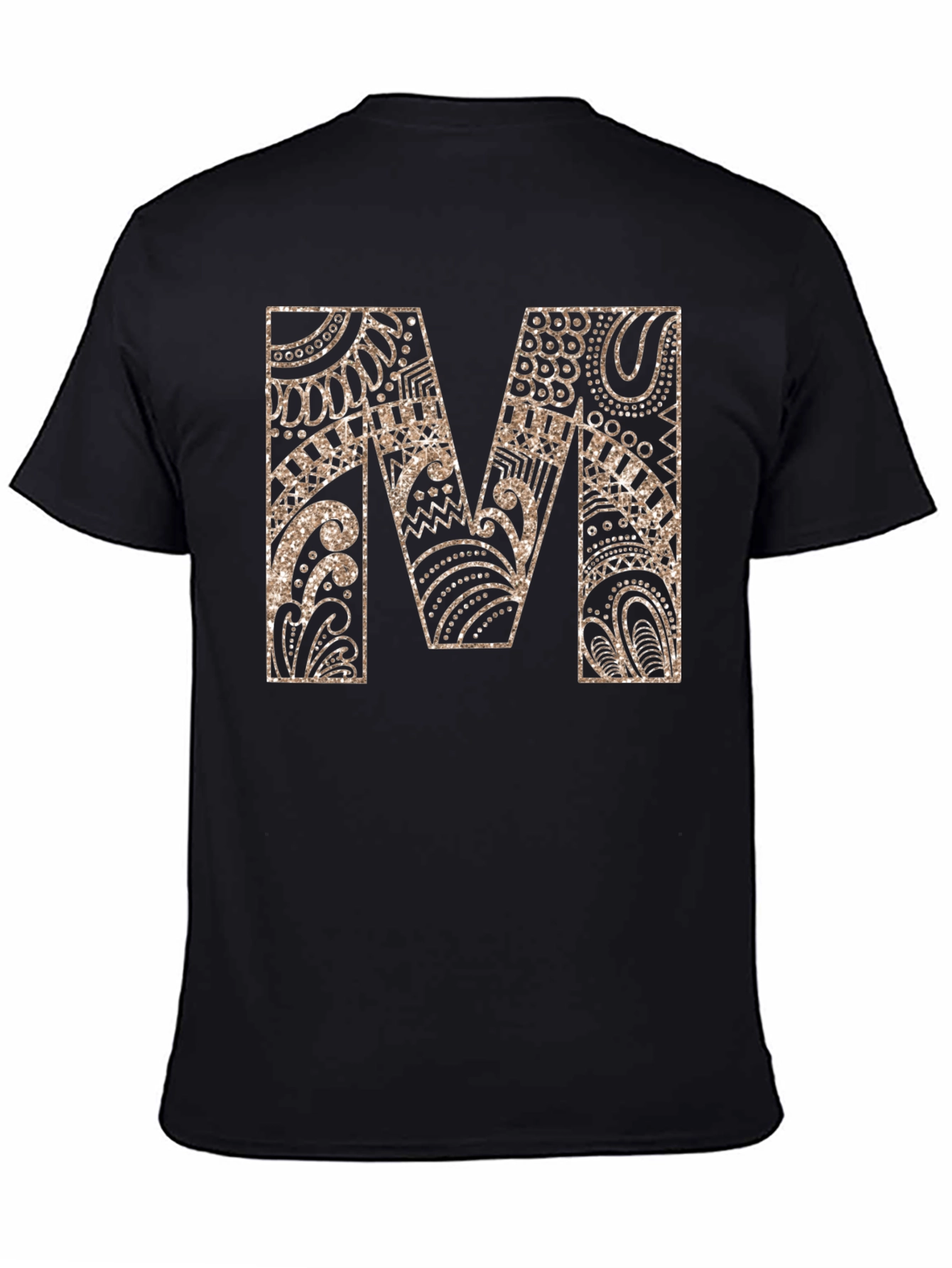 Stylish Black Tee with Gold M Design